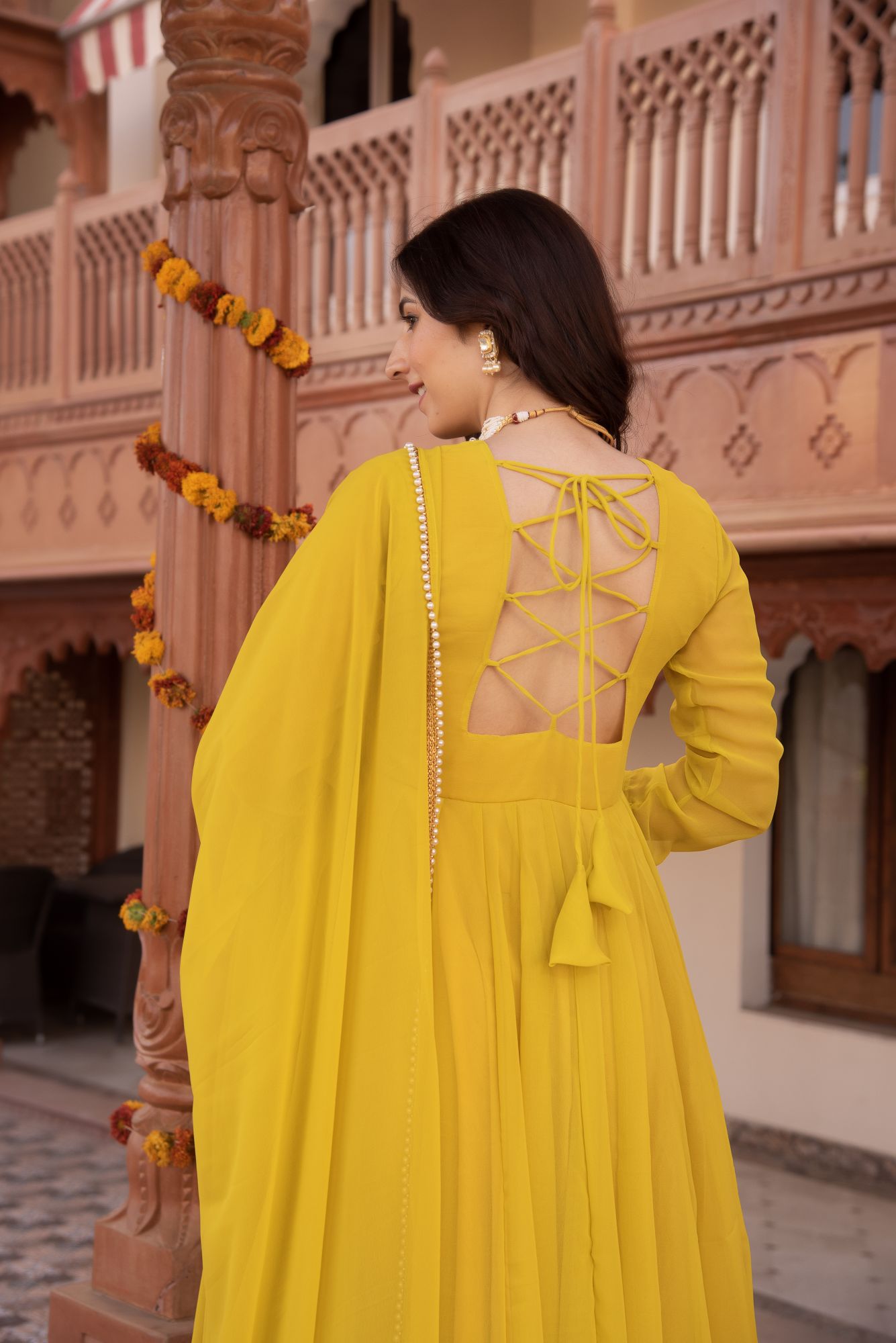 Pearl Green Georgette Anarkali Suit Set
