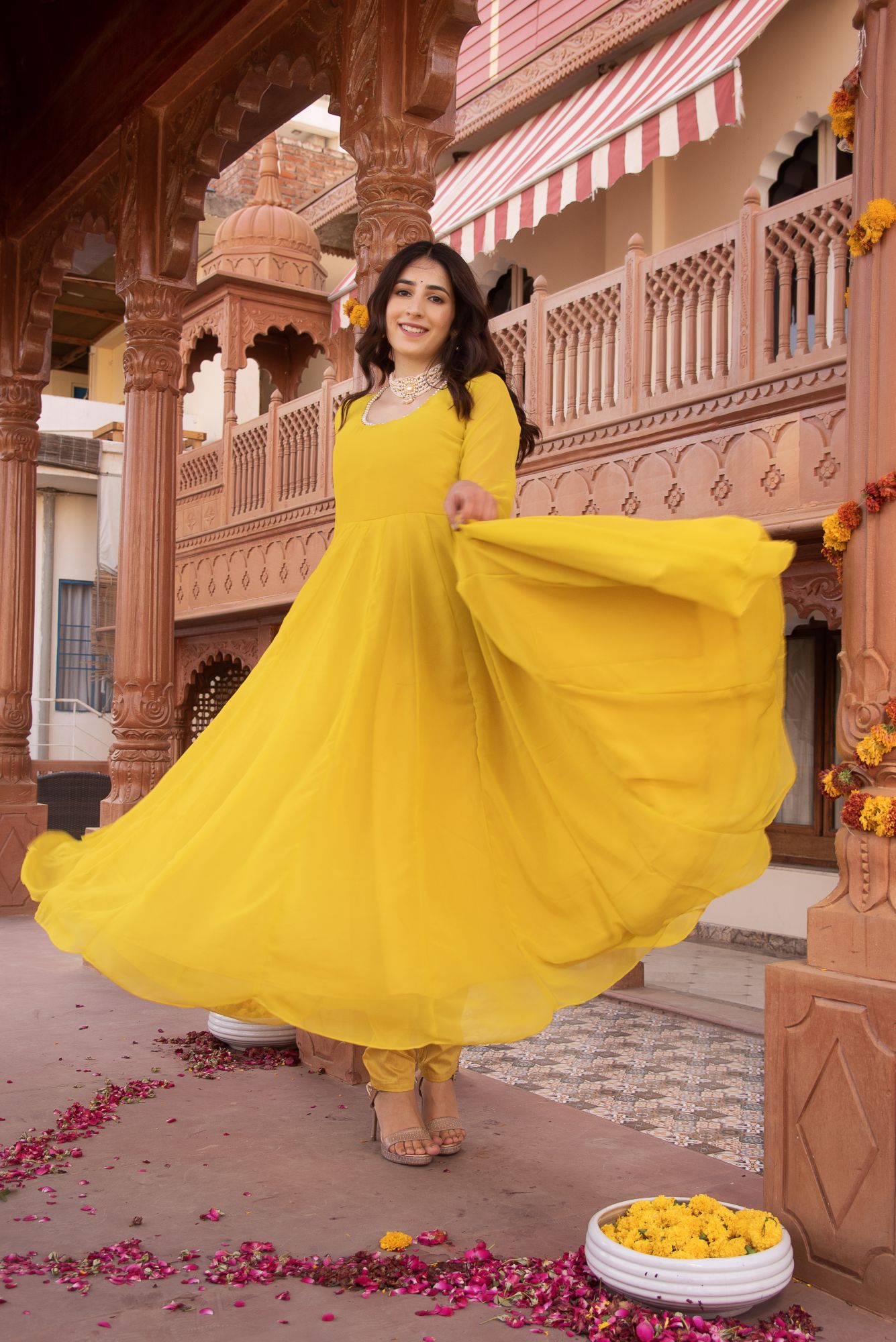 Pearl Green Georgette Anarkali Suit Set