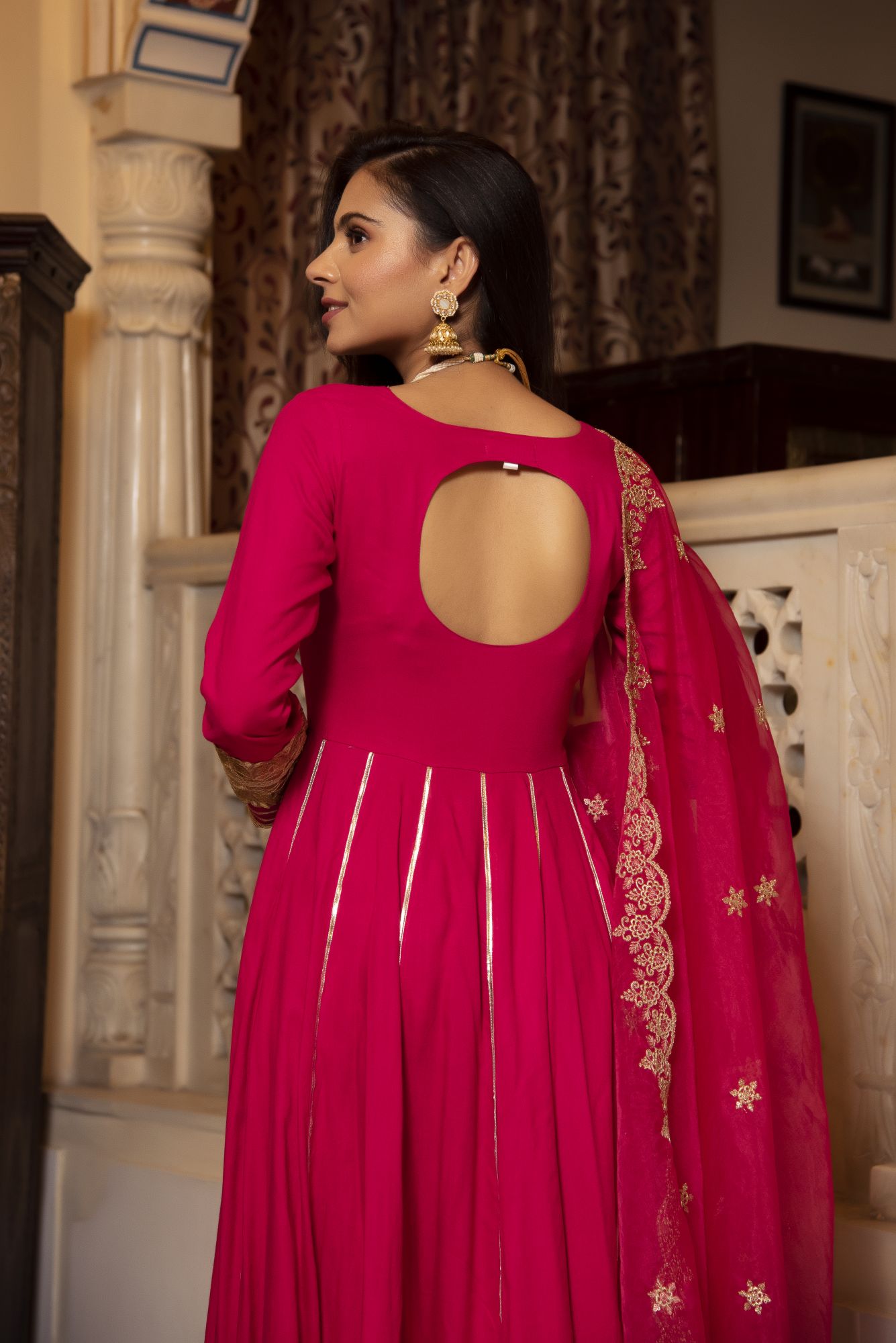 Mumtaz Rani Coloured Gotapatti Anarkali Suit Set With Embroided Dupatta