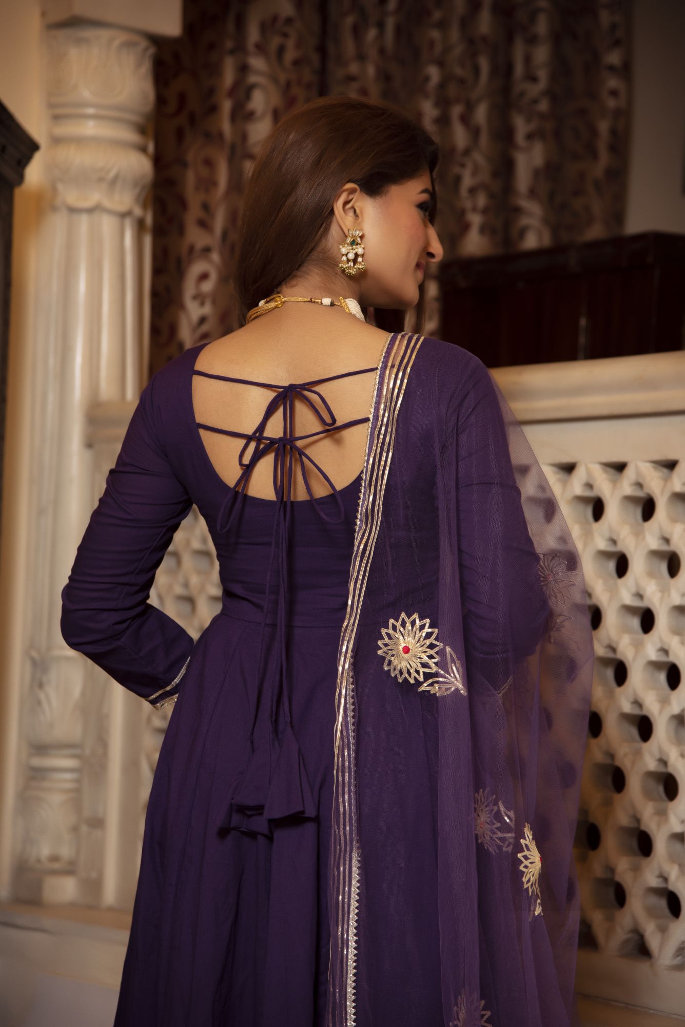 Violet Gotapatti Anarkali Suit Set