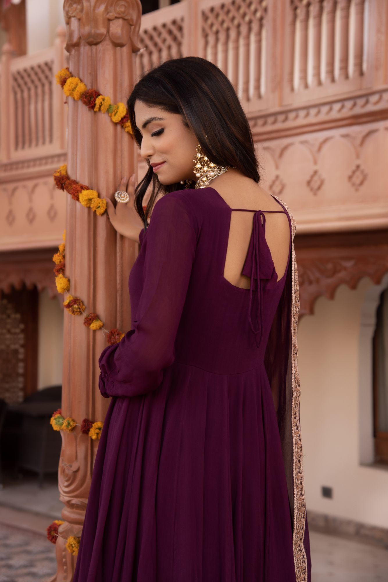 Serene Wine Gotapatti Georgette Anarkali Suit Set