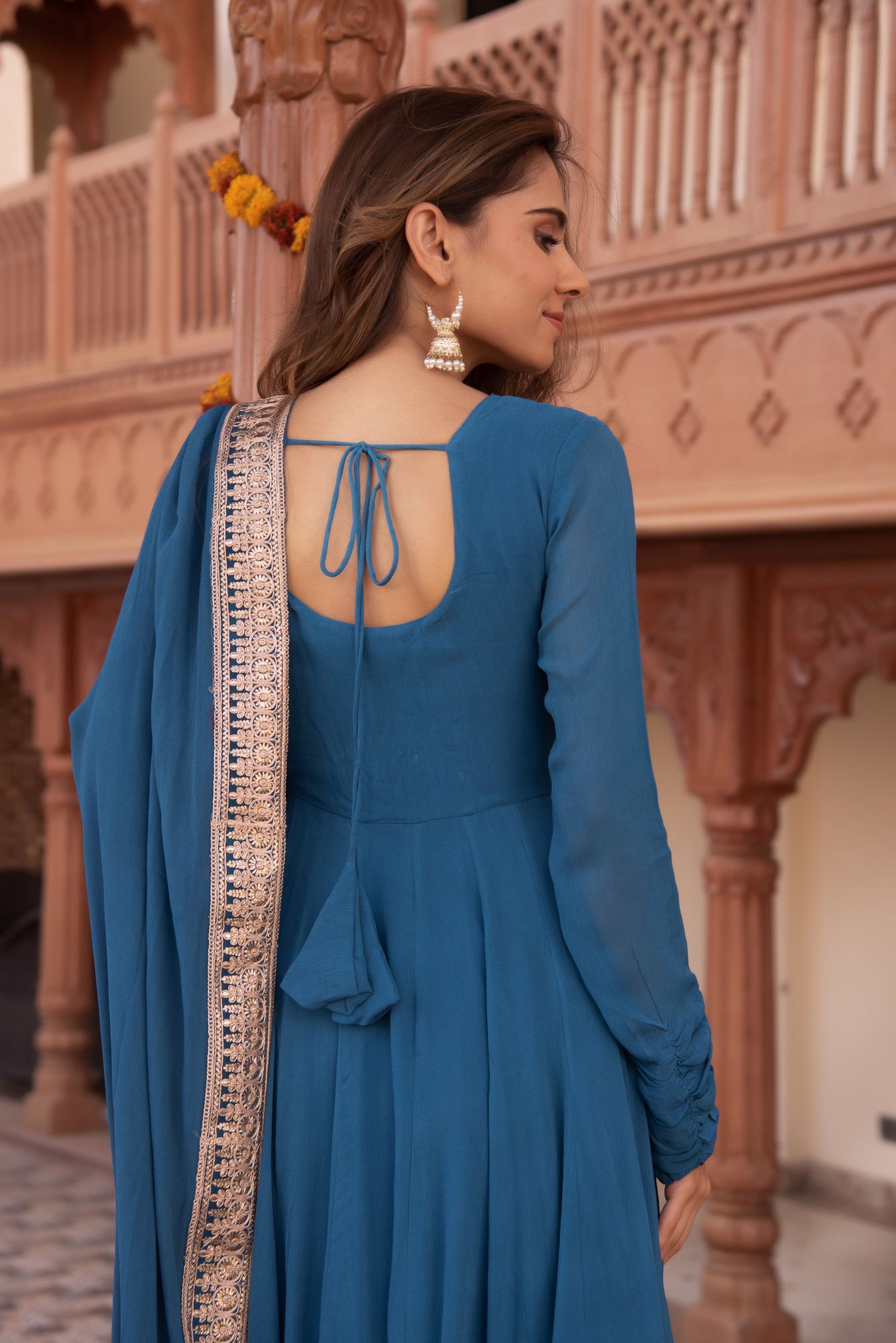 Serene Ocean Blue Gotapatti Georgette Anarkali Suit Set