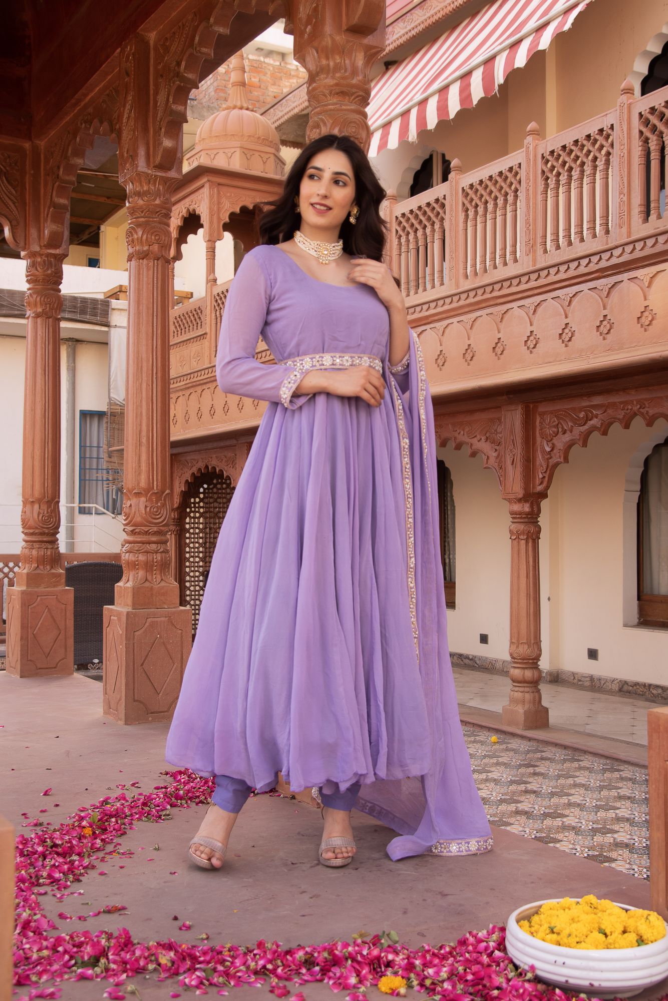Serene Lilac Gotapatti Georgette Anarkali Suit Set