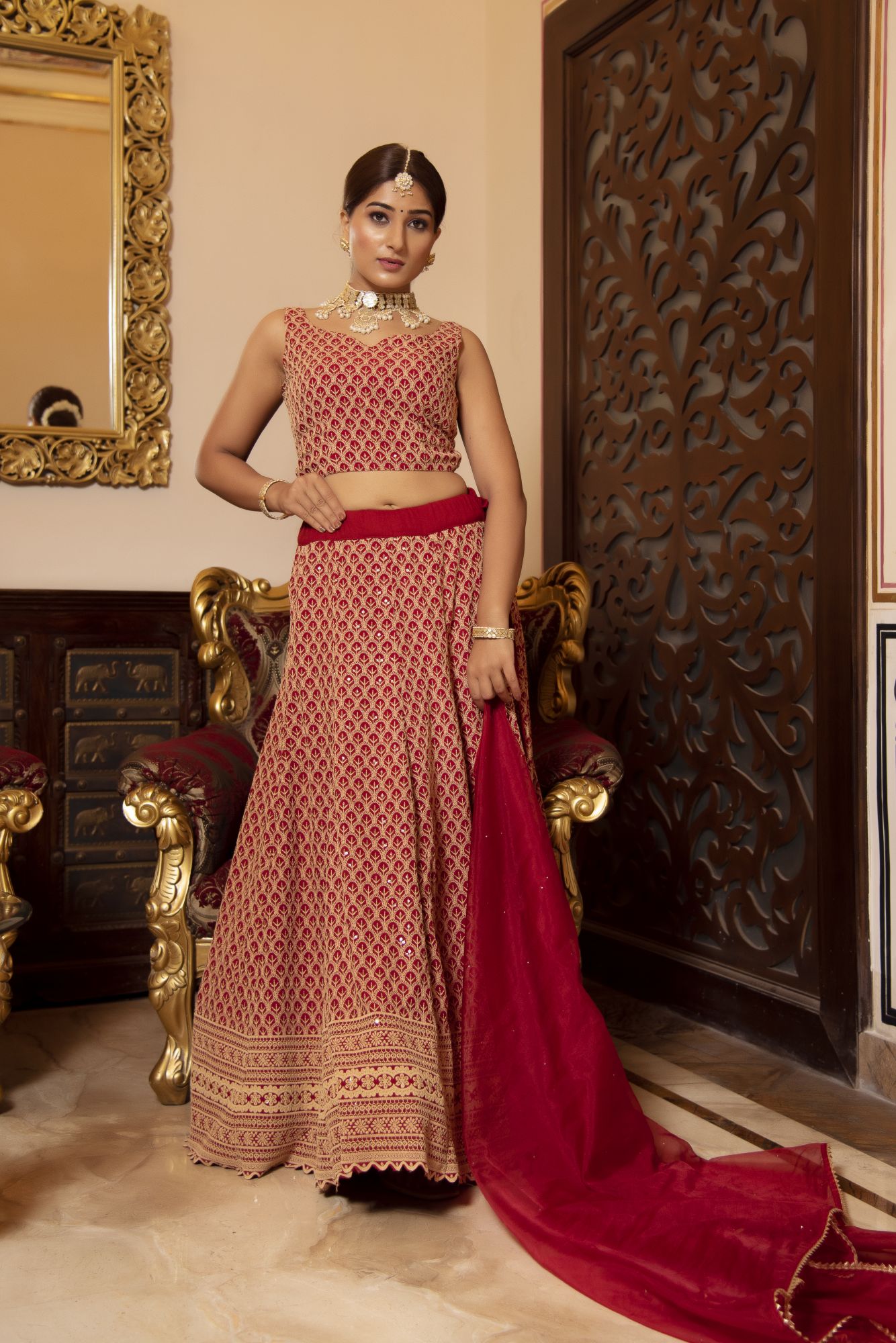 Royal Maan Chikankari Embroided Lehenga Set