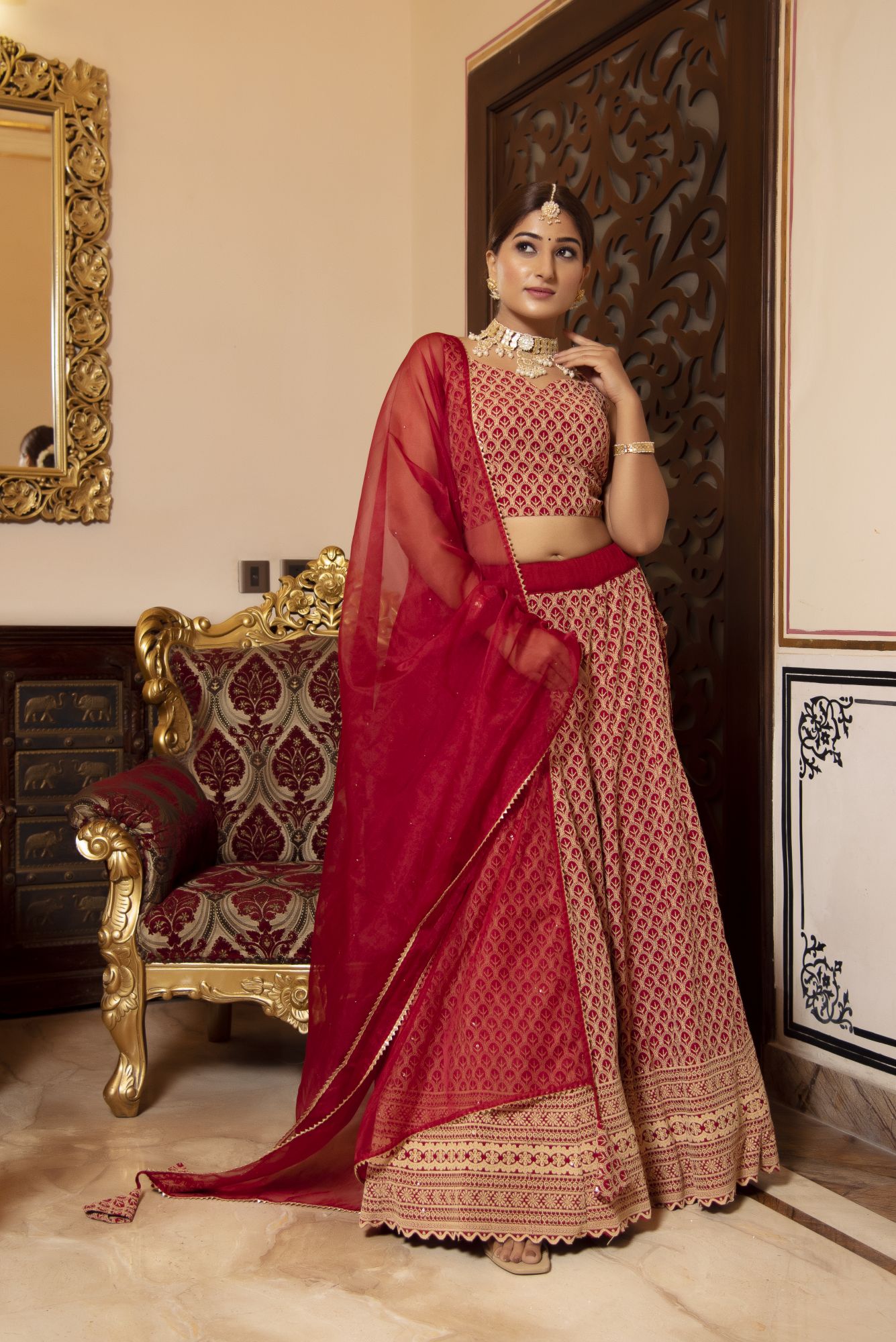 Royal Maan Chikankari Embroided Lehenga Set