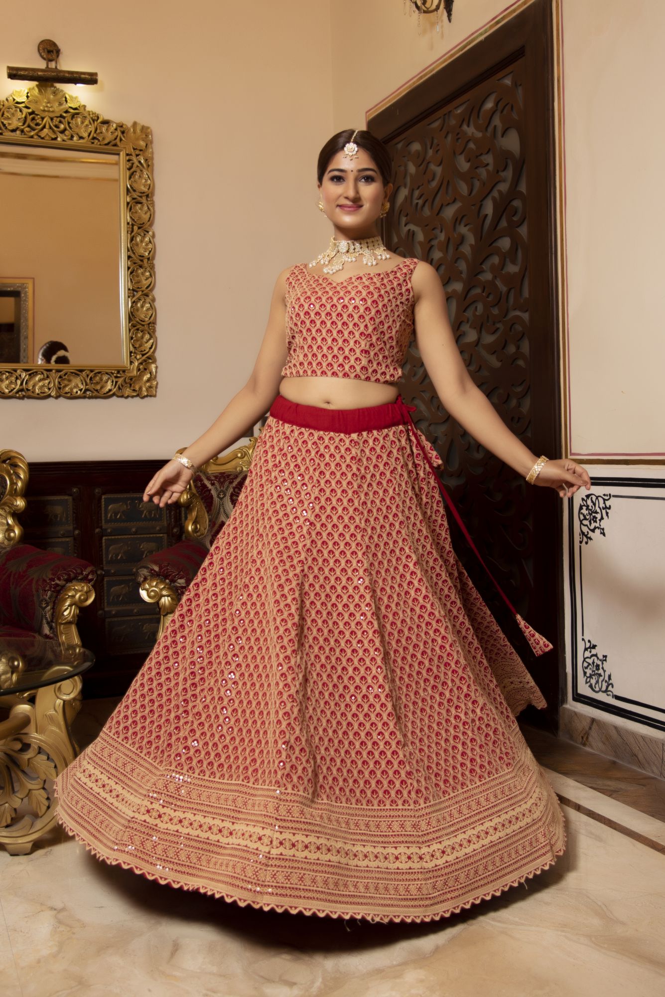 Royal Maan Chikankari Embroided Lehenga Set