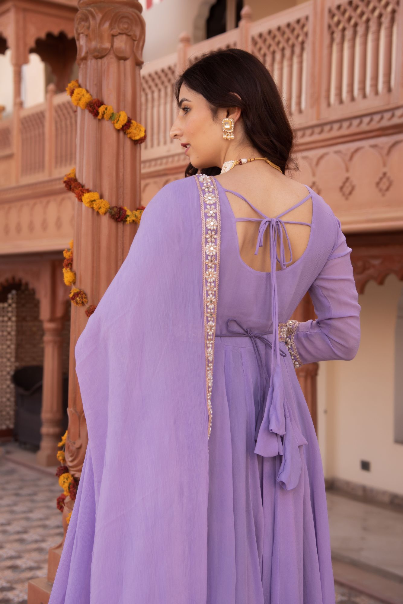 Serene Lilac Gotapatti Georgette Anarkali Suit Set