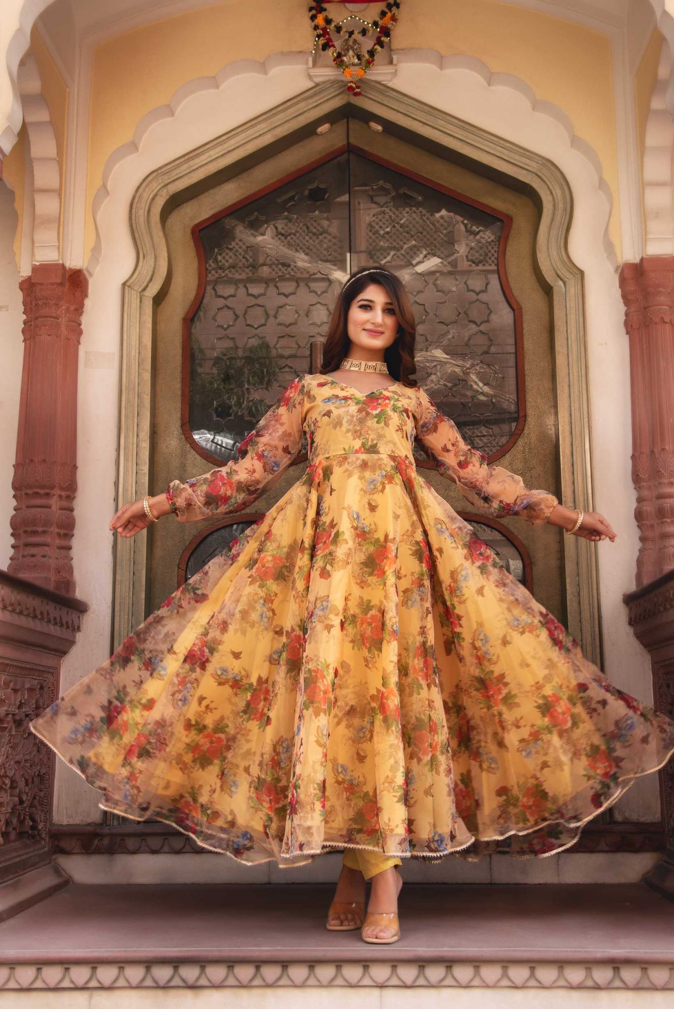 Pearl Ivory Gotapatti Organza Anarkali Suit Set