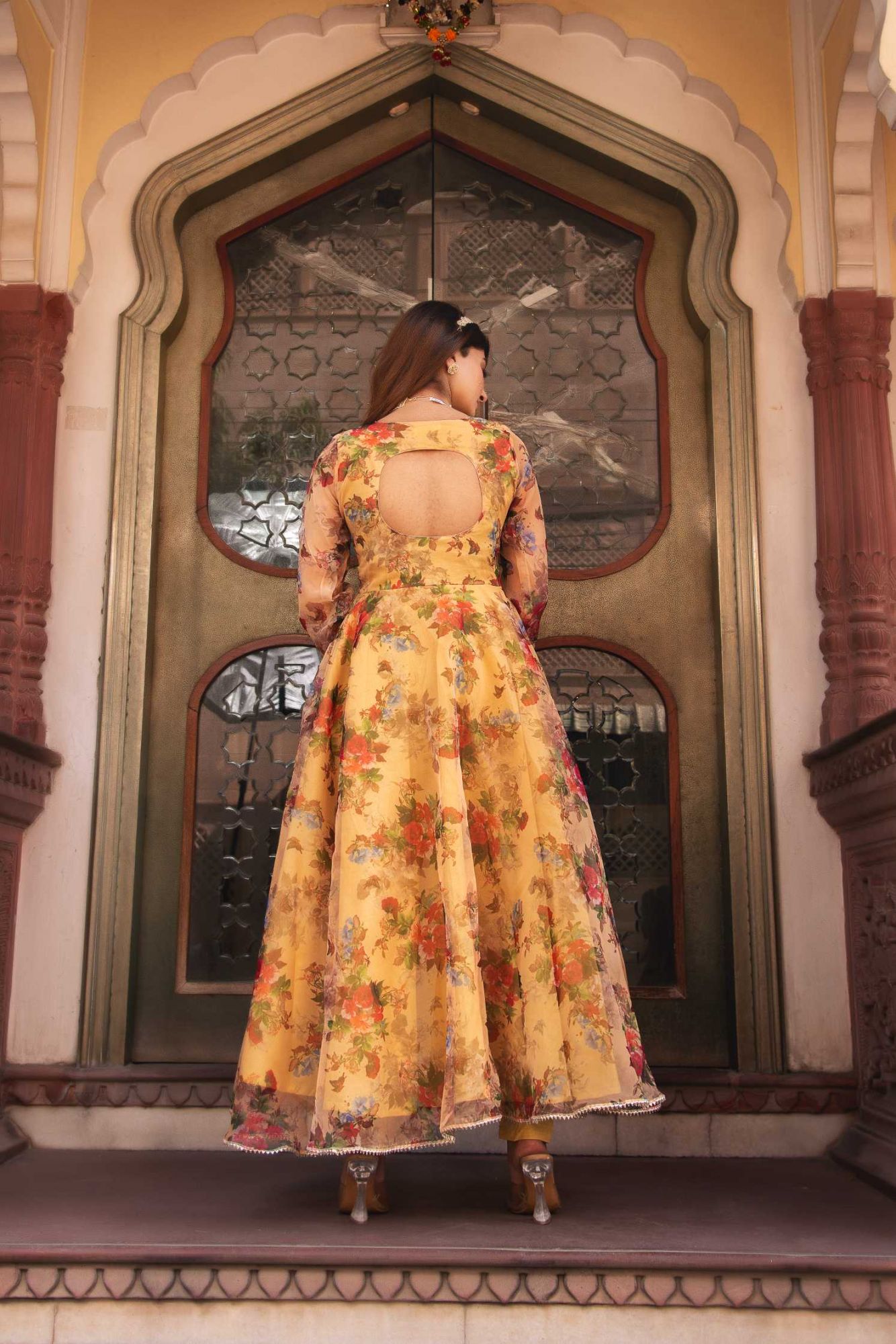 Pearl Ivory Gotapatti Organza Anarkali Suit Set