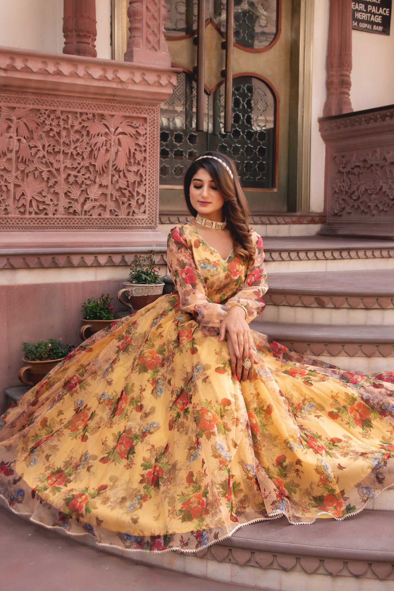 Pearl Ivory Gotapatti Organza Anarkali Suit Set