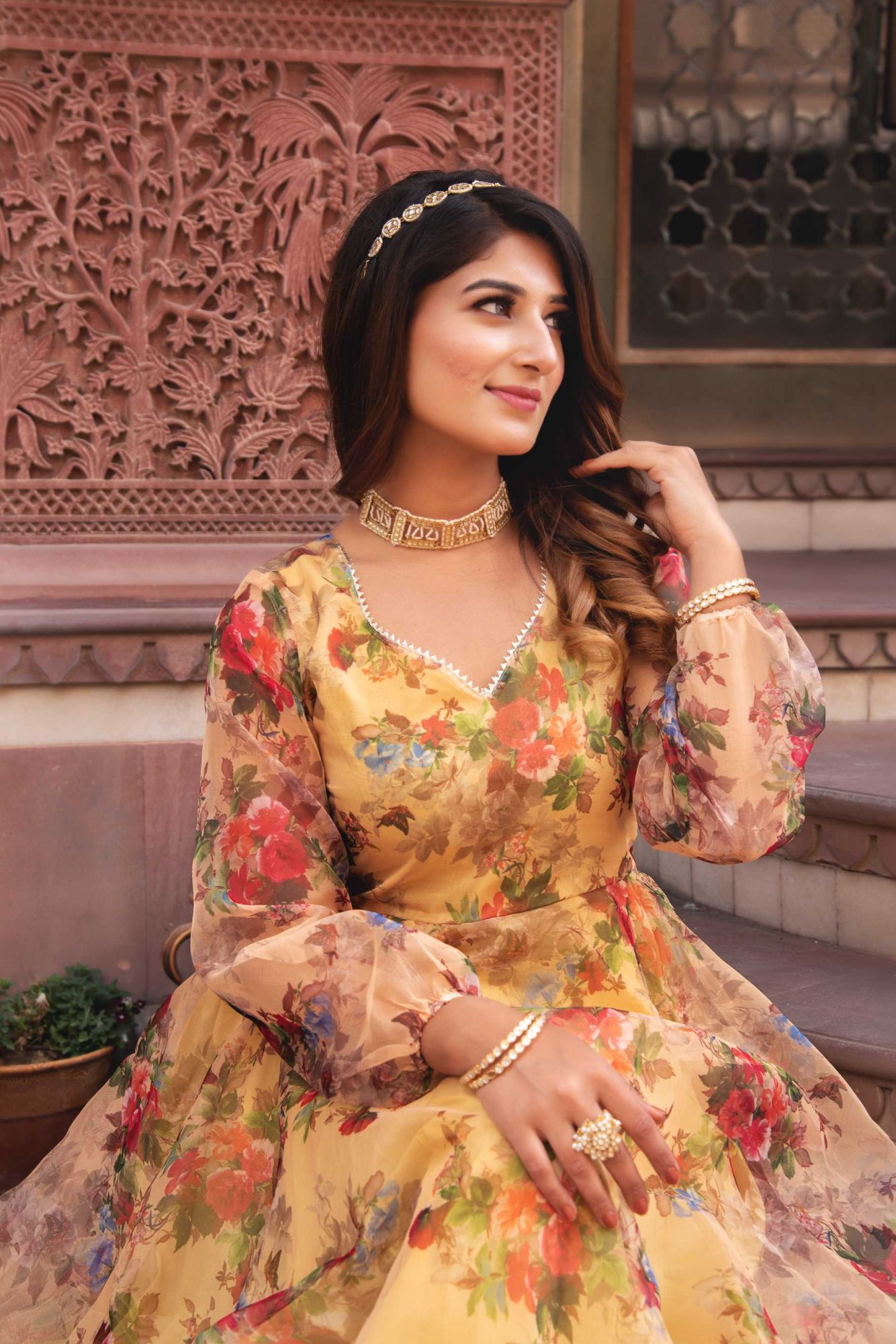 Pearl Ivory Gotapatti Organza Anarkali Suit Set