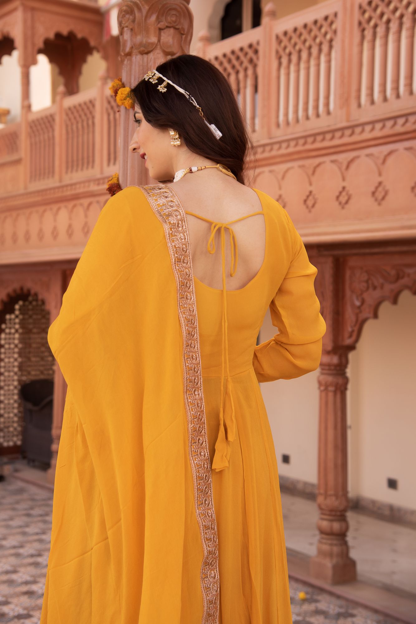 Serene Yellow Gotapatti Georgette Anarkali Suit Set