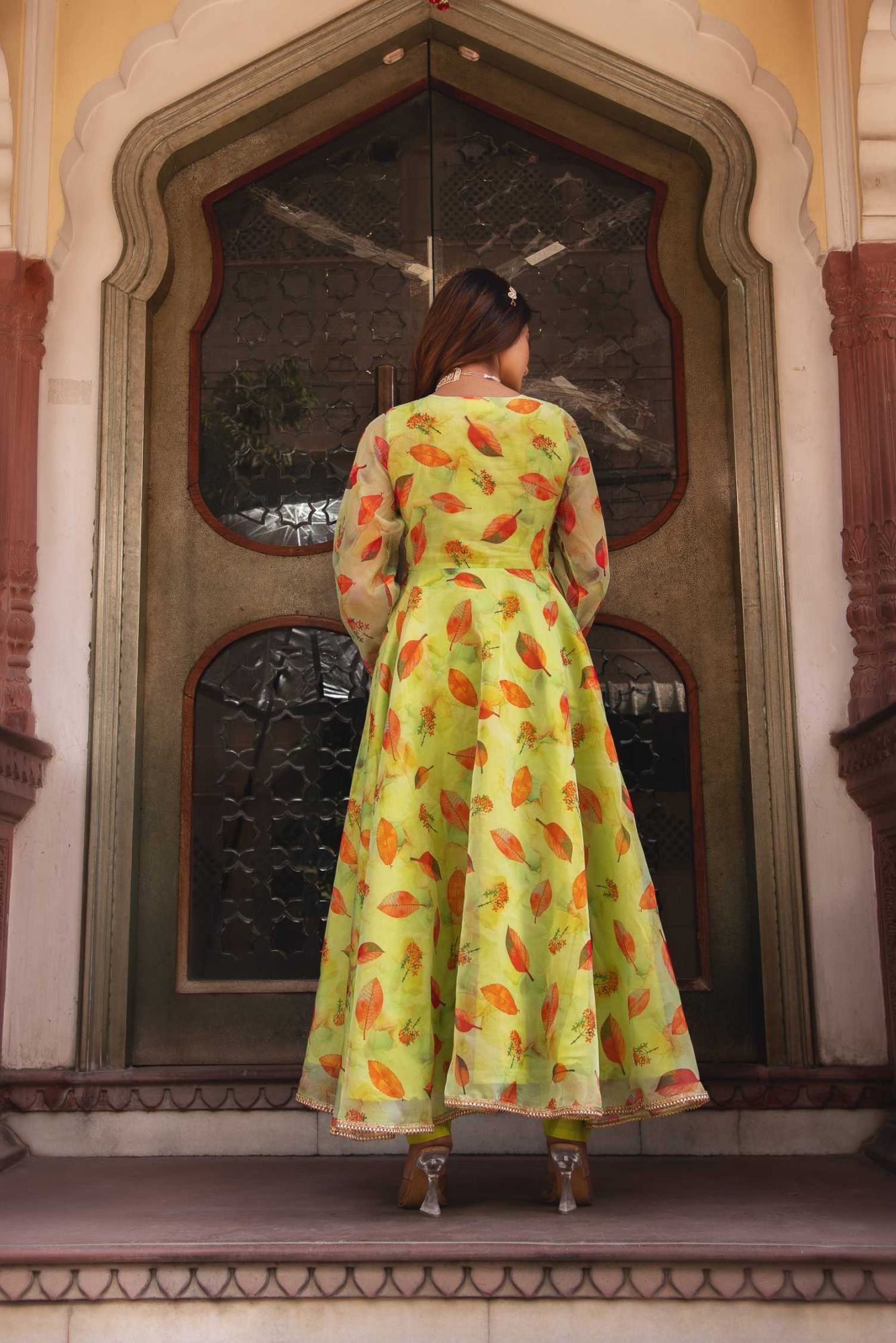 Pistacia Green Gotapatti Organza Anarkali Suit Set