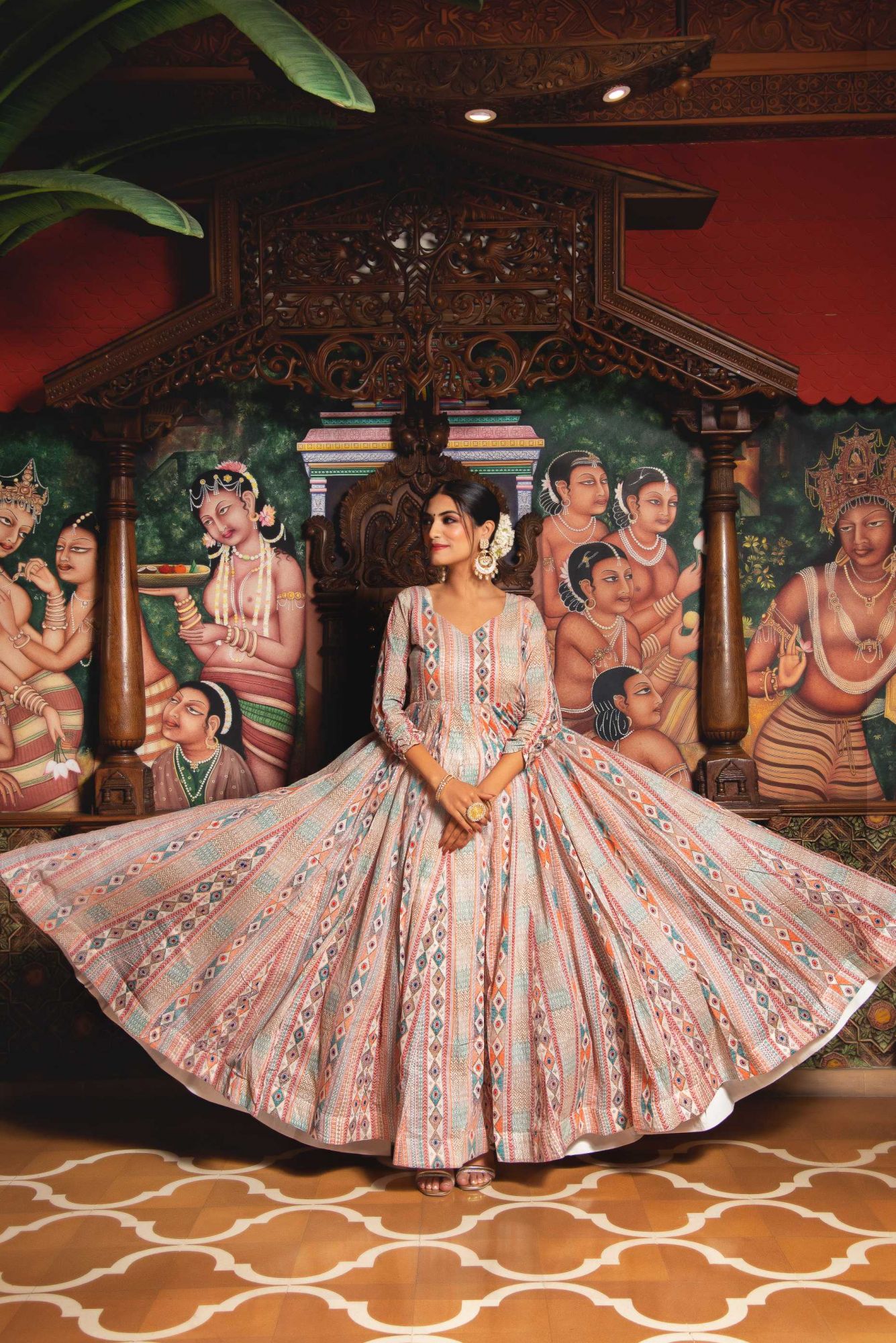 Congrous Mul Pink Gotapatti Anarkali Suit Set