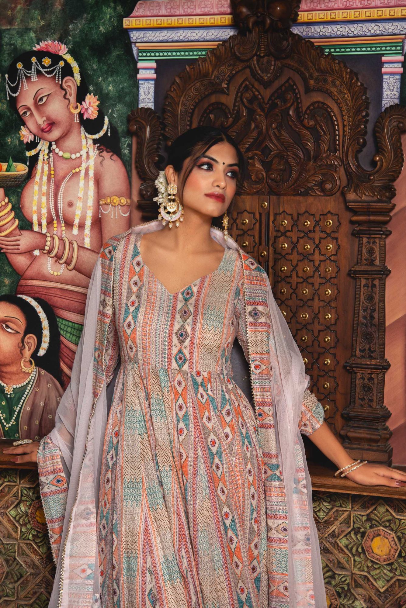 Congrous Mul Pink Gotapatti Anarkali Suit Set