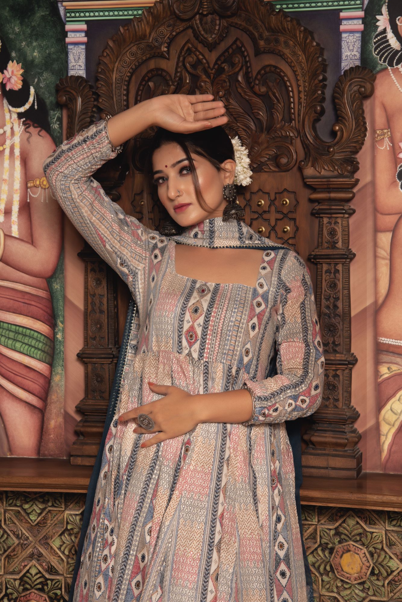 Congrous Mul Blue Gotapatti Anarkali Suit Set