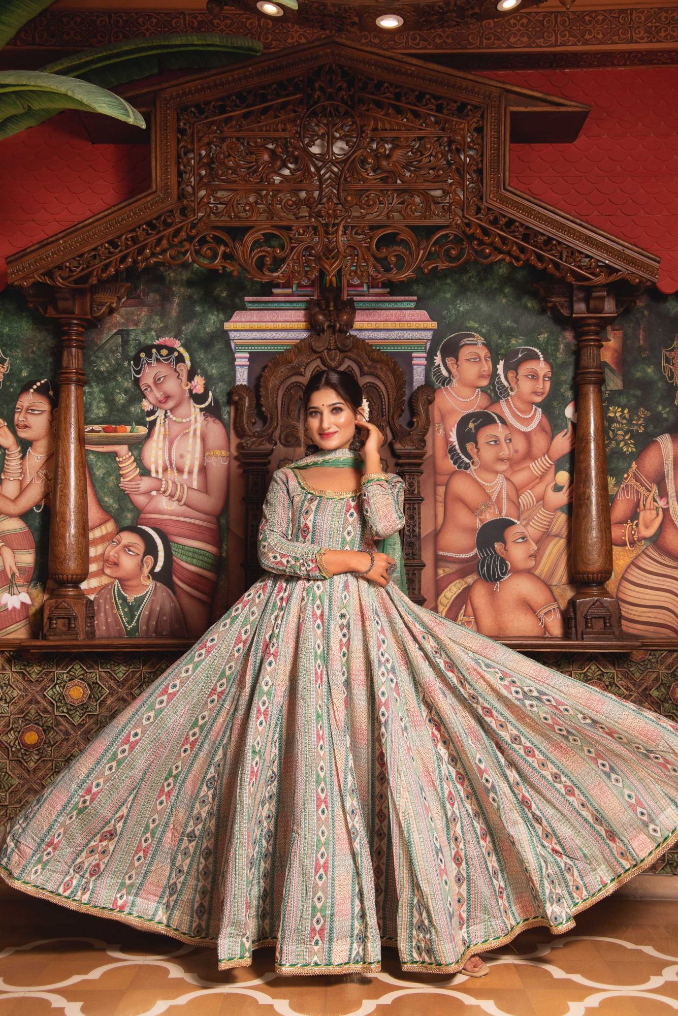 Congrous Mul Green Gotapatti Anarkali Suit Set