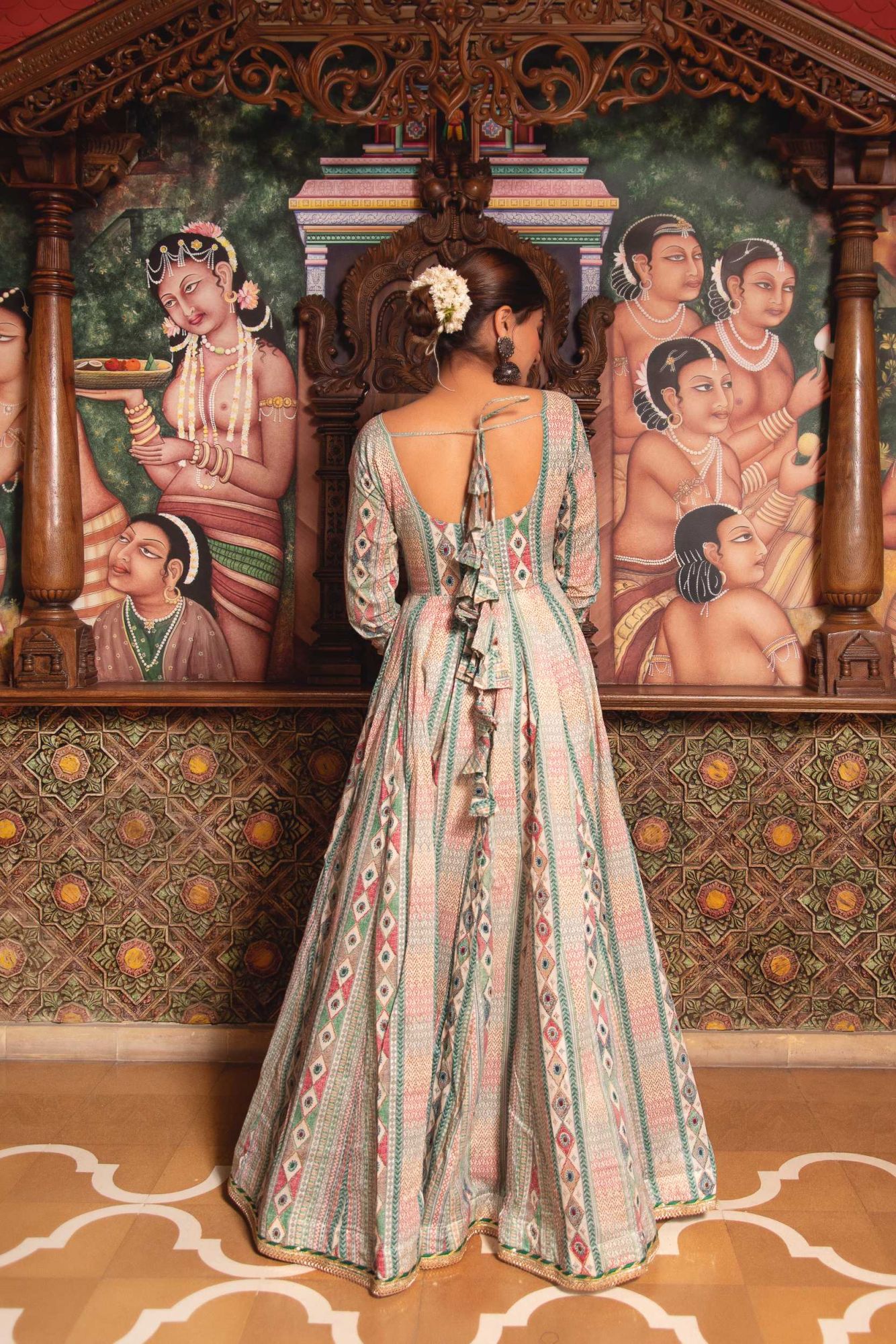 Congrous Mul Green Gotapatti Anarkali Suit Set