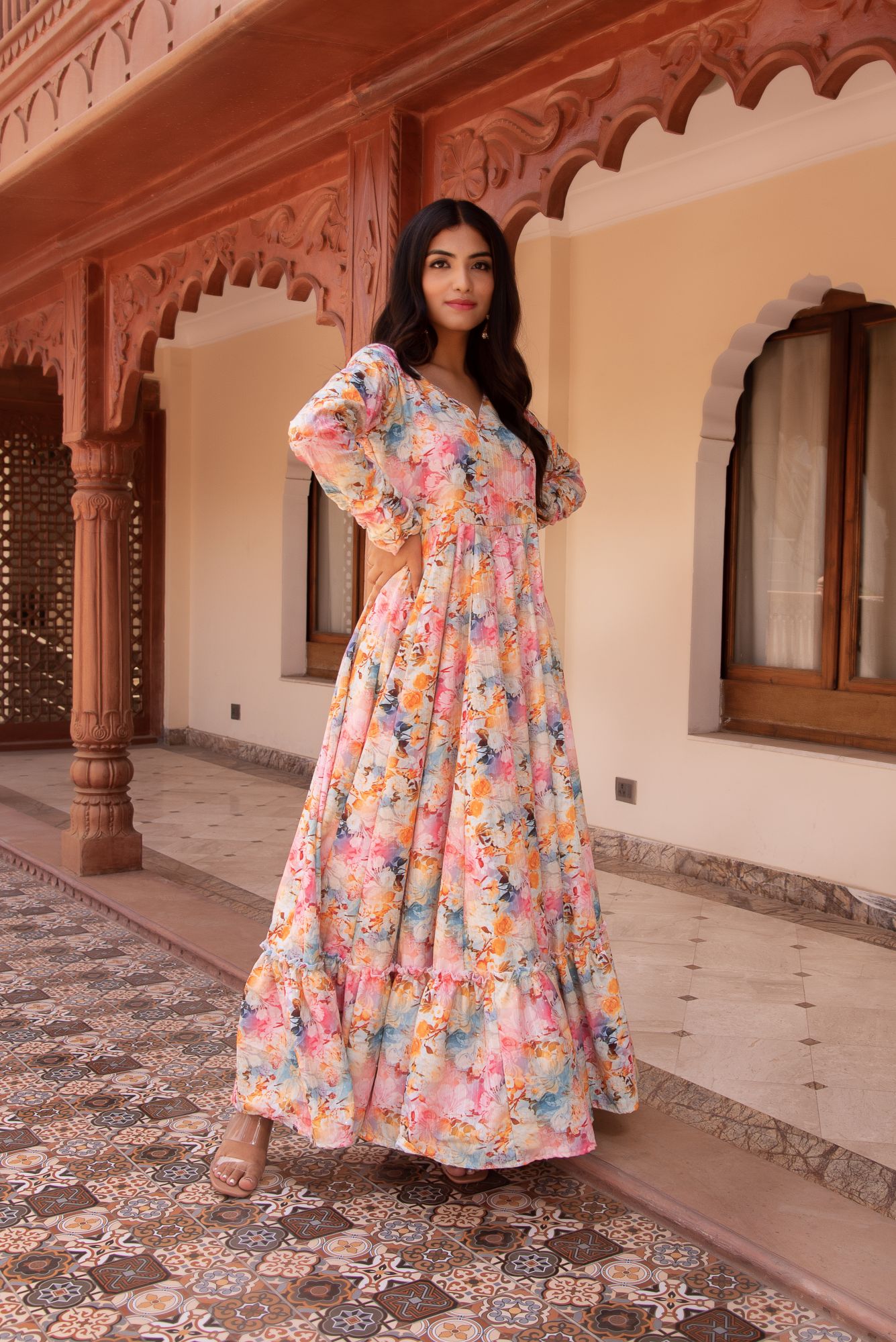 Samaira Multicolour Rayon Embroided Maxi Dress