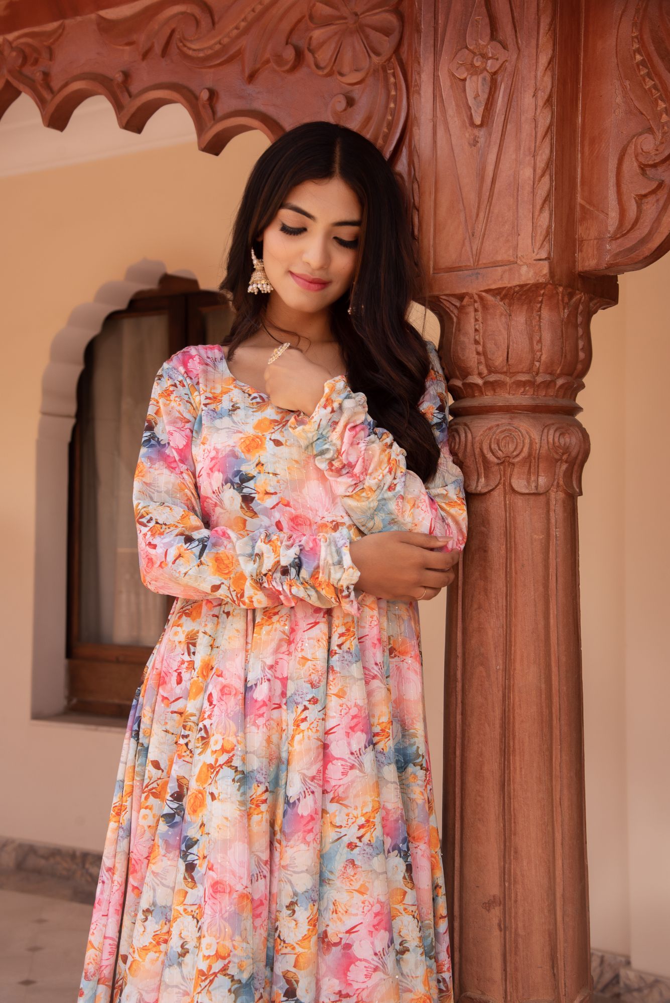 Samaira Multicolour Rayon Embroided Maxi Dress