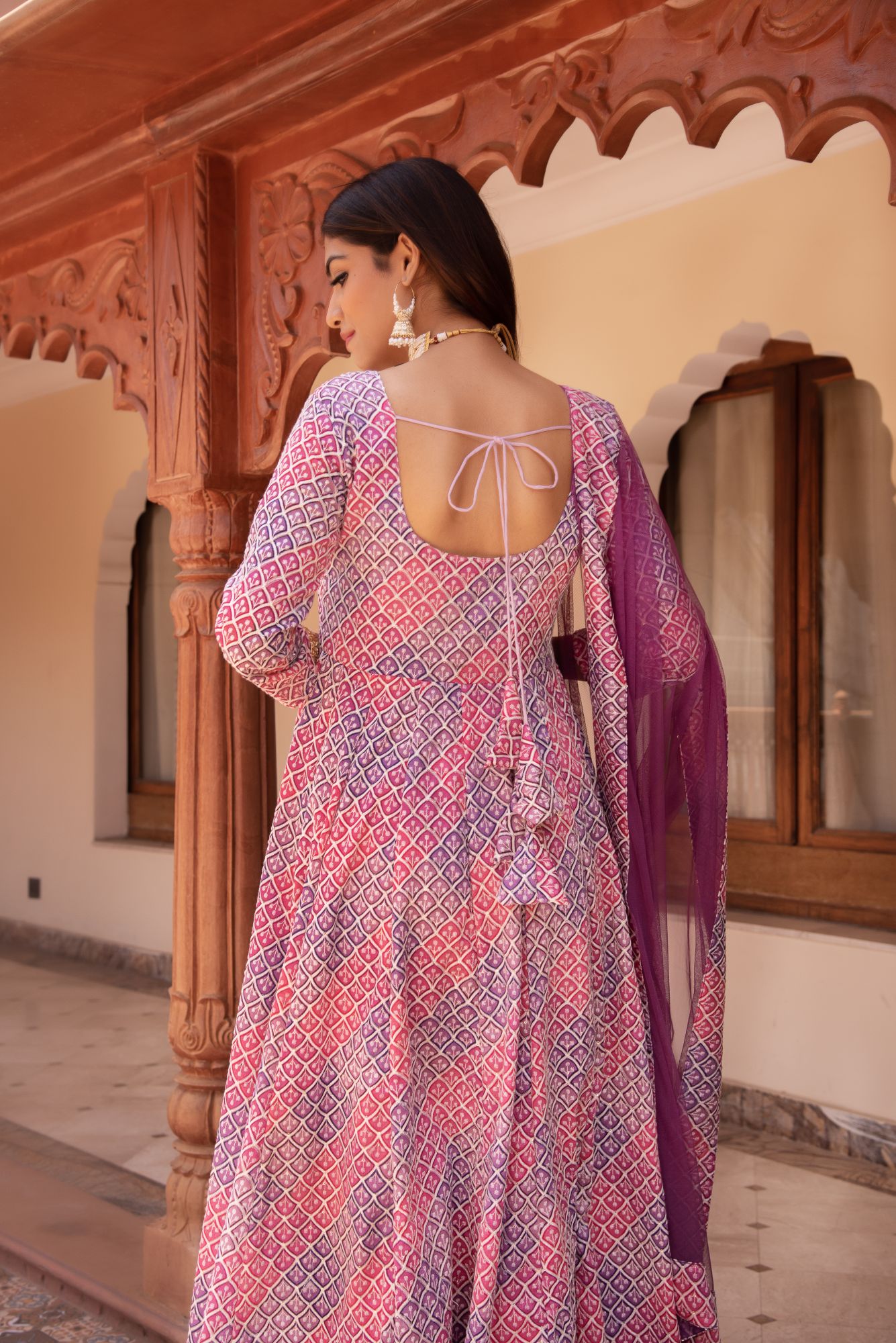 Lilac Embroided Anarkali Suit Set