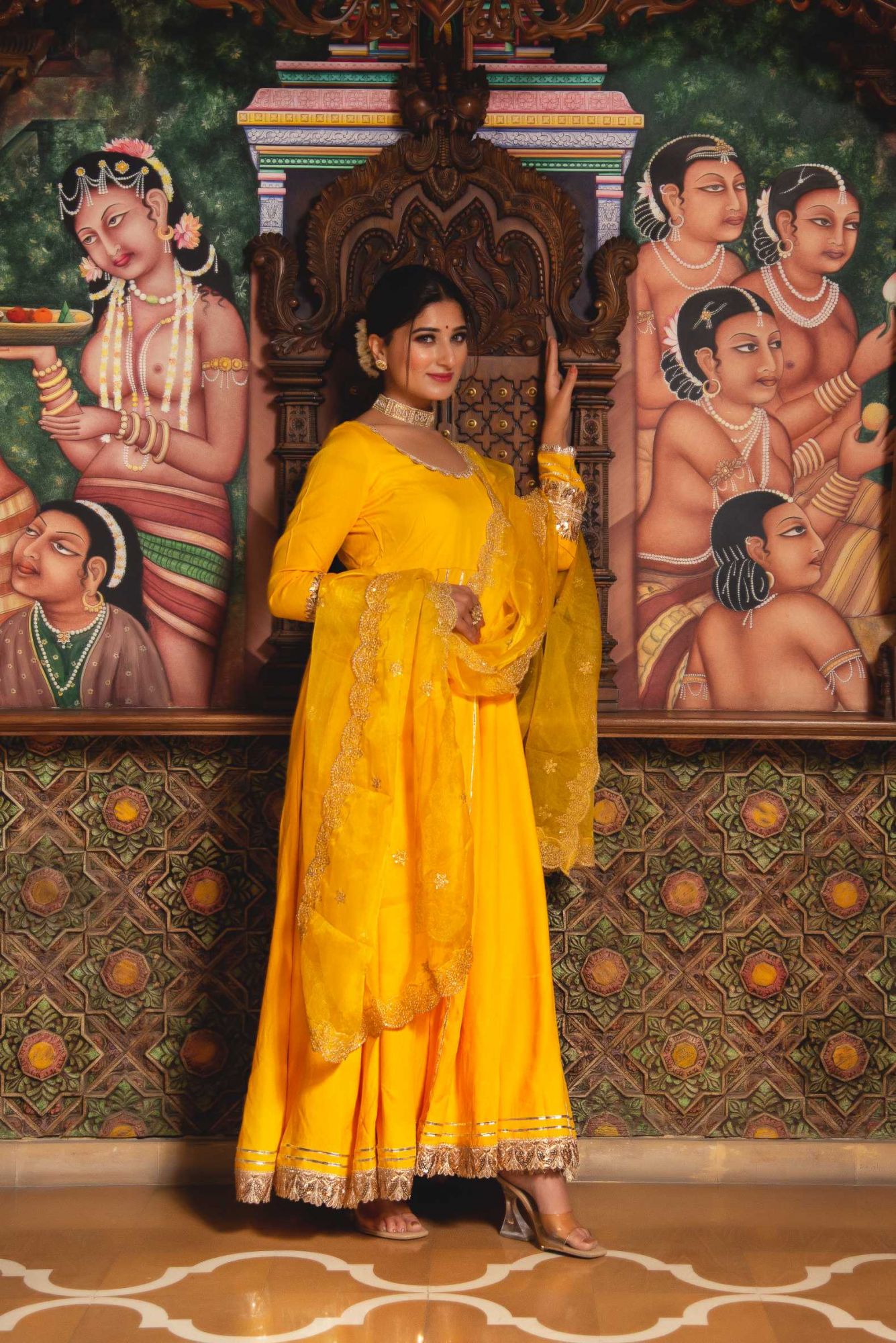 Mumtaz Yellow Gotapatti Anarkali Suit Set