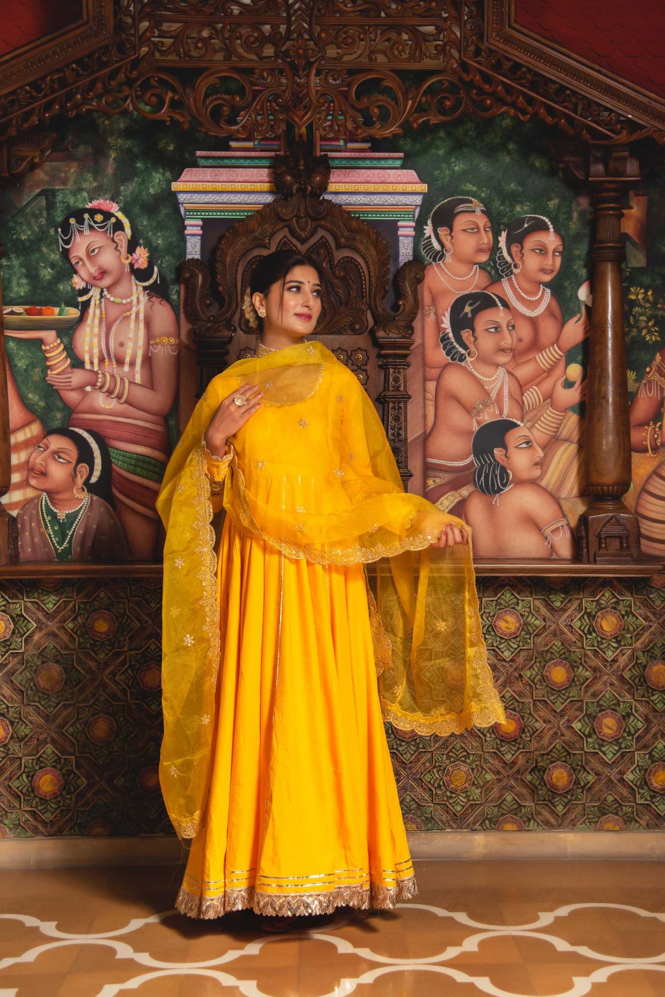 Mumtaz Yellow Gotapatti Anarkali Suit Set