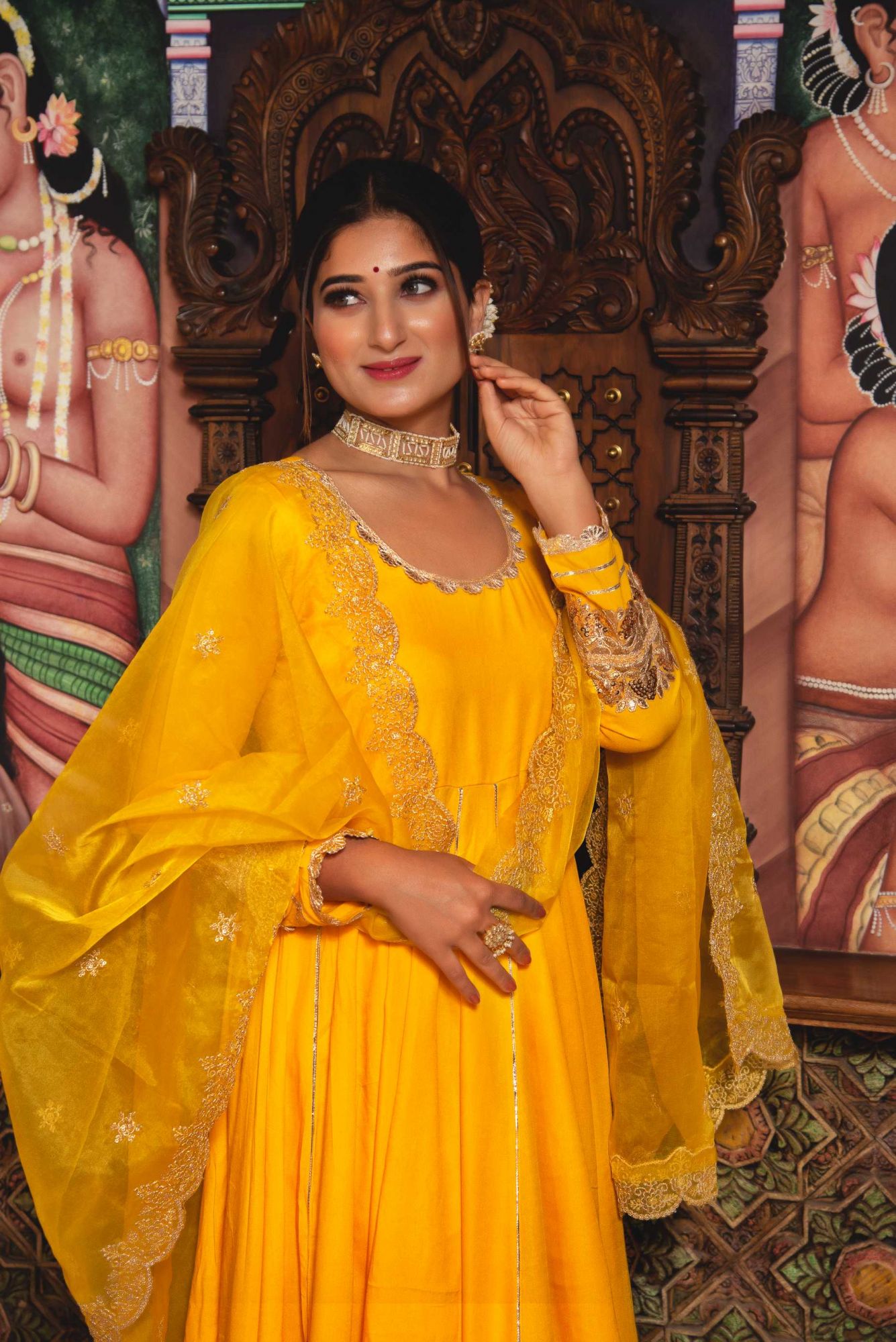 Mumtaz Yellow Gotapatti Anarkali Suit Set