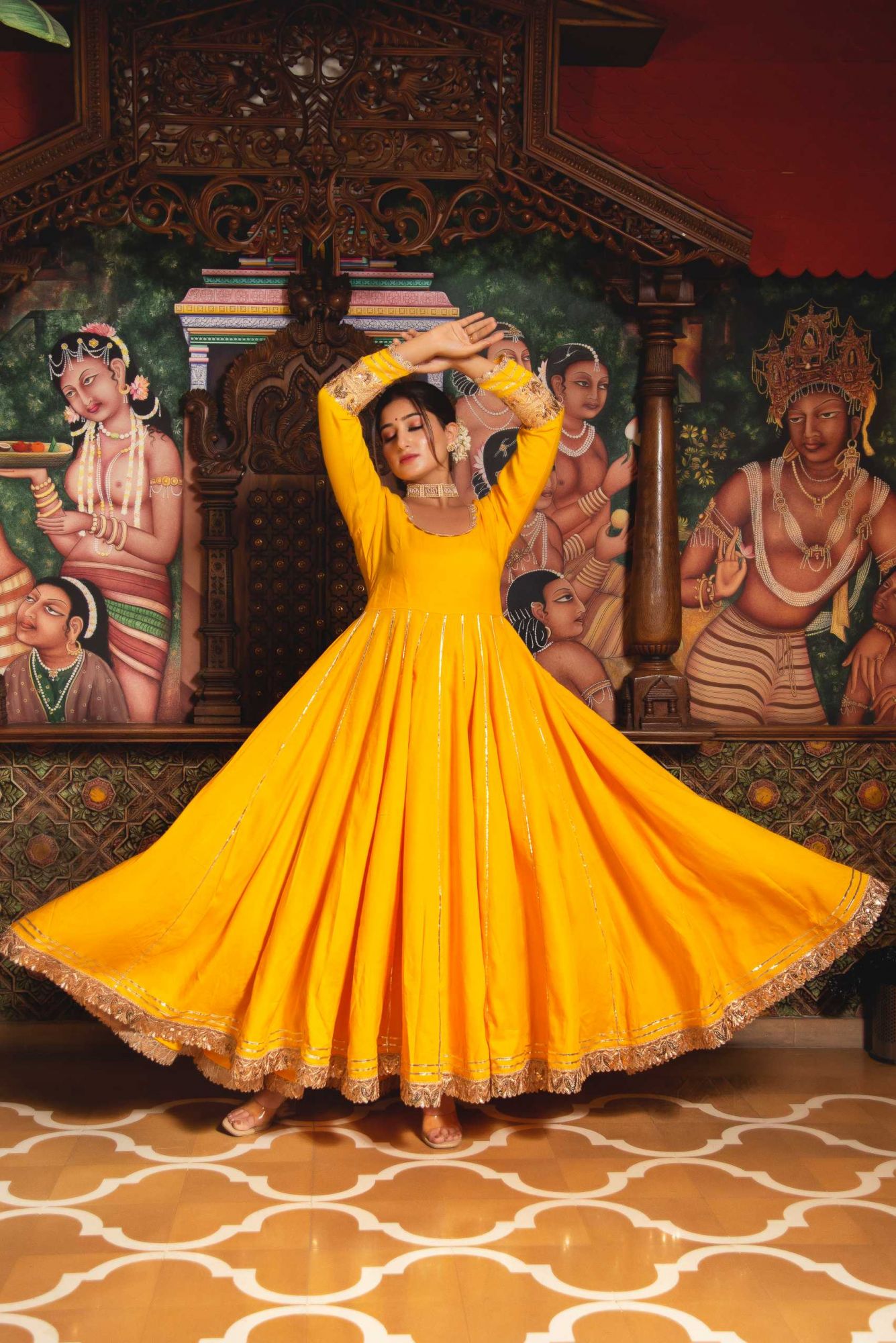 Mumtaz Yellow Gotapatti Anarkali Suit Set