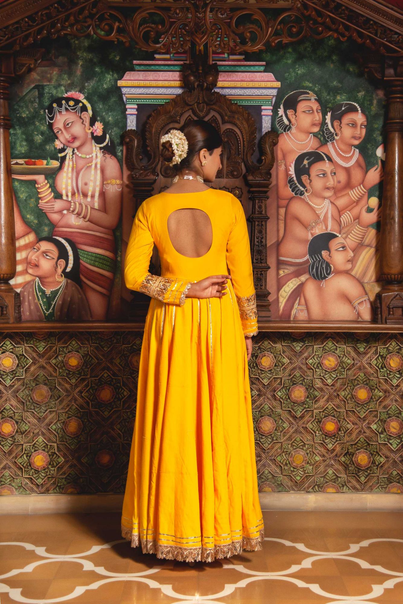 Mumtaz Yellow Gotapatti Anarkali Suit Set