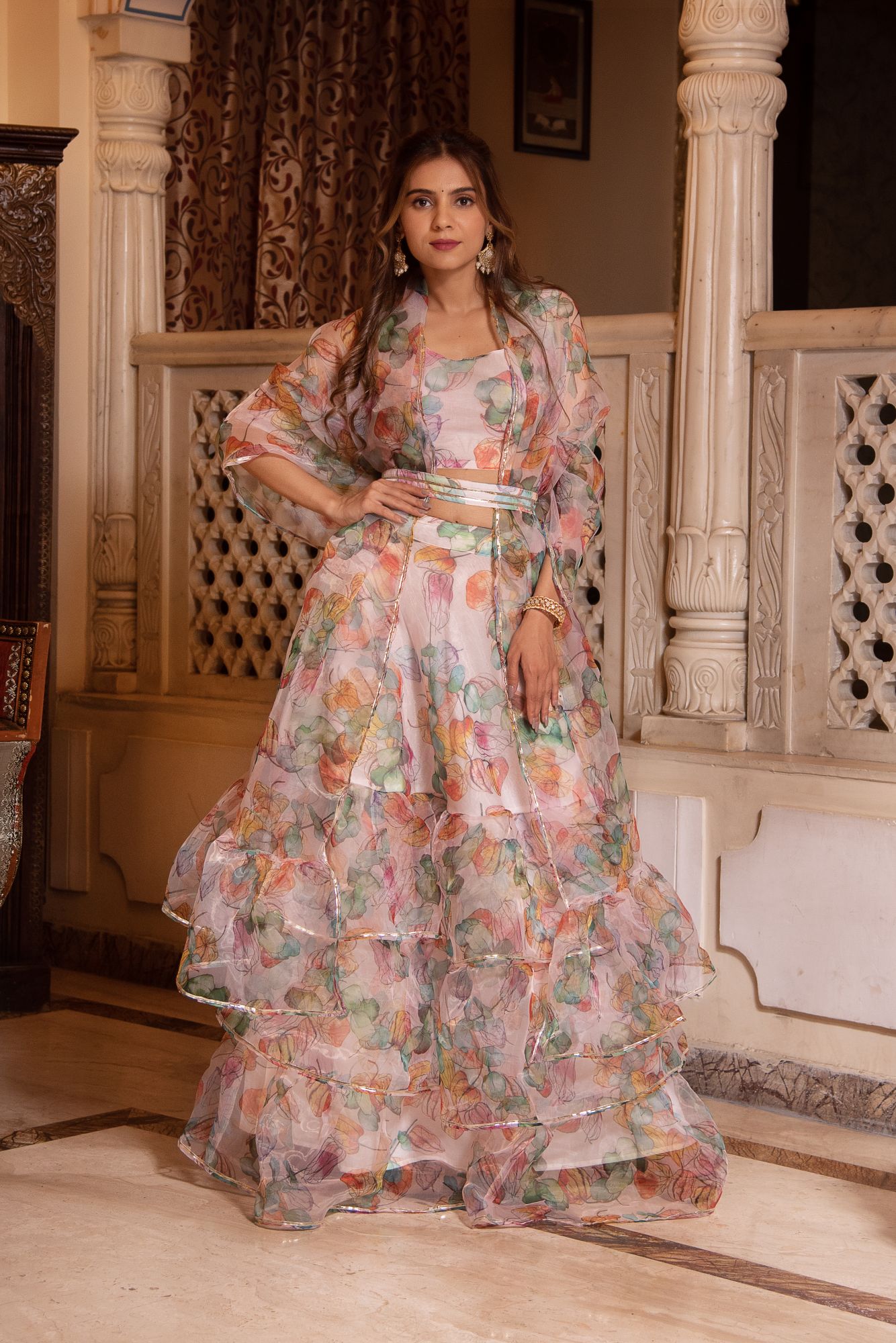 Sama Multicolour Orangza Lehenga Set