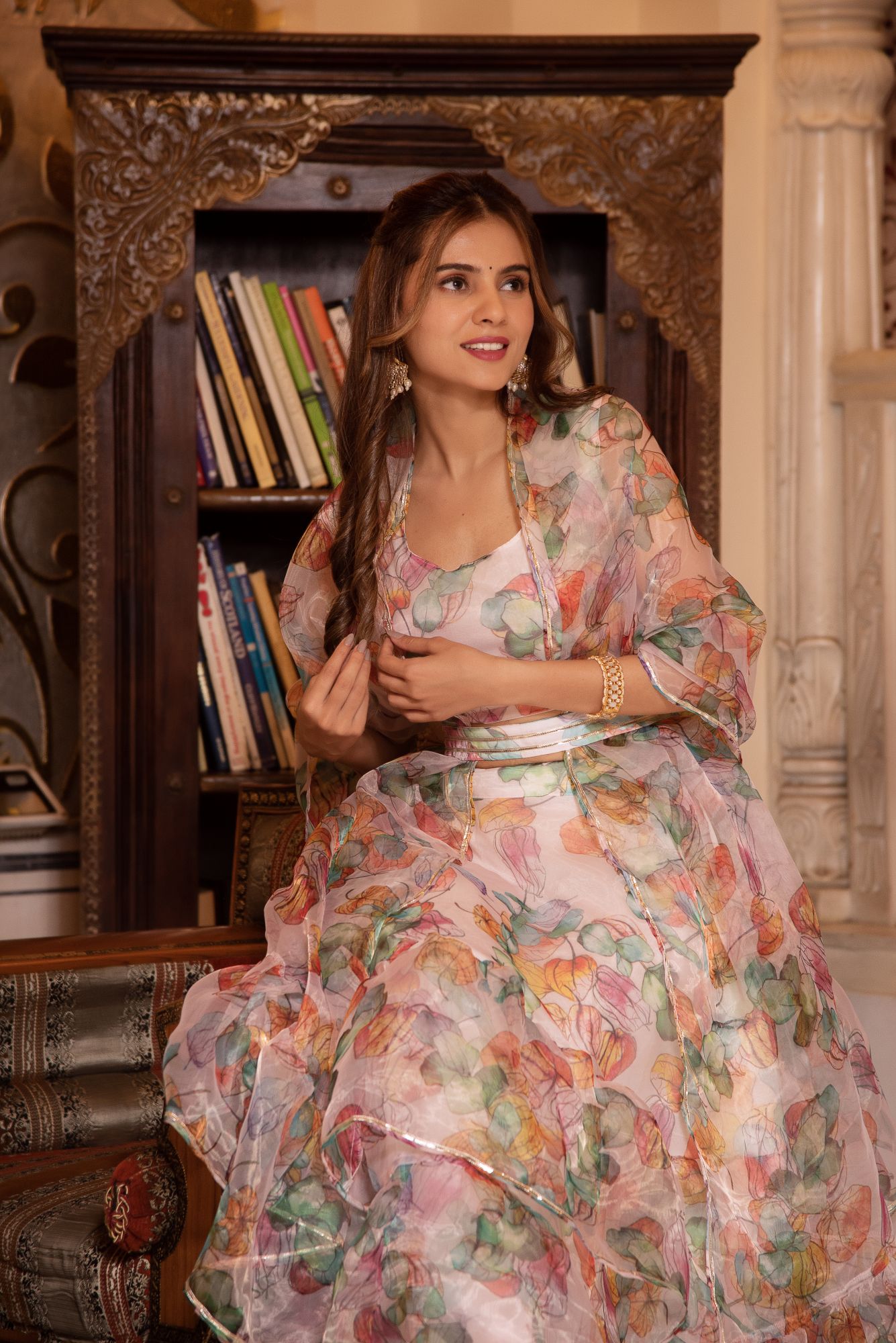 Sama Multicolour Orangza Lehenga Set