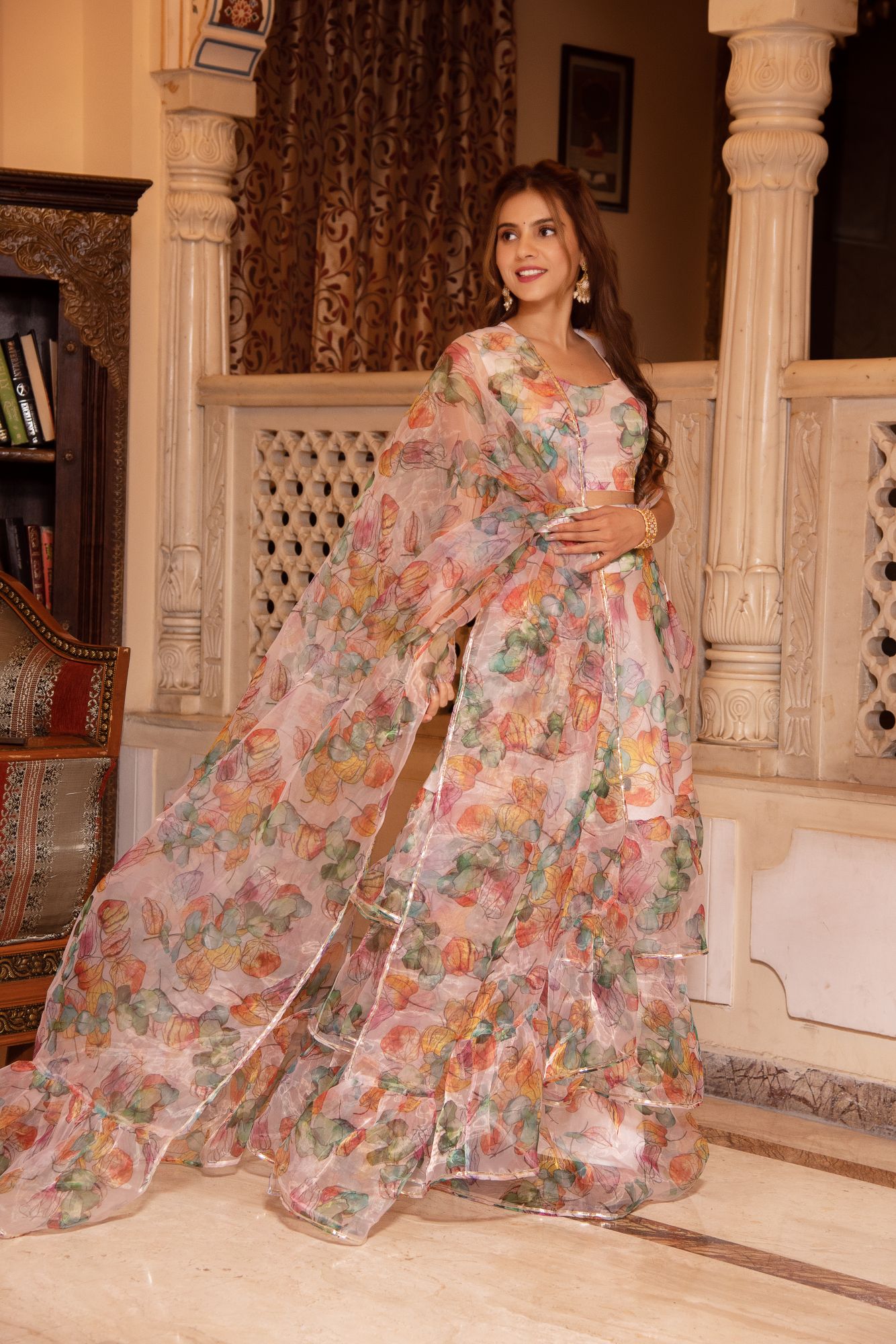 Sama Multicolour Orangza Lehenga Set