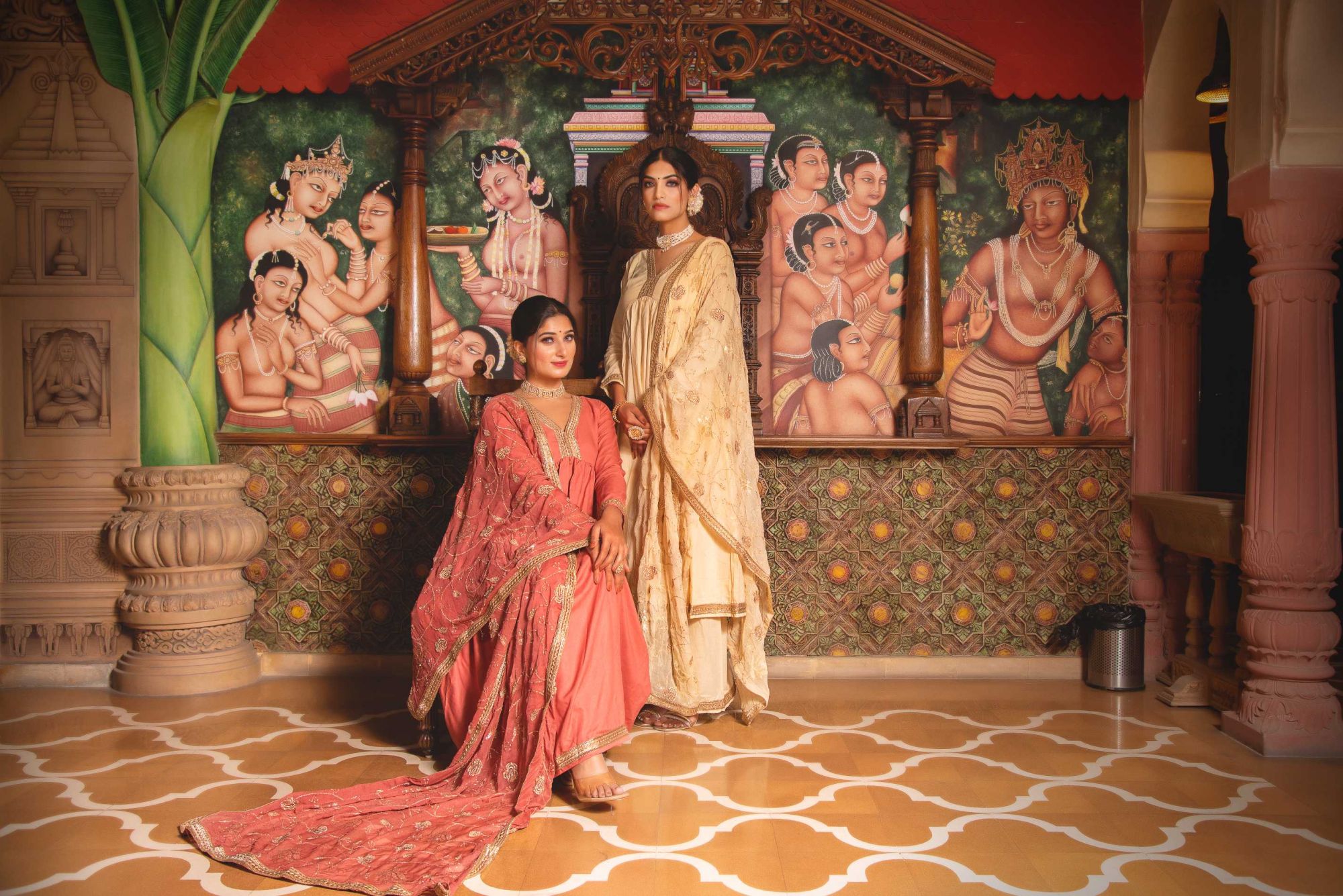 Saiba Beige Angular Gotapatti Suit Set