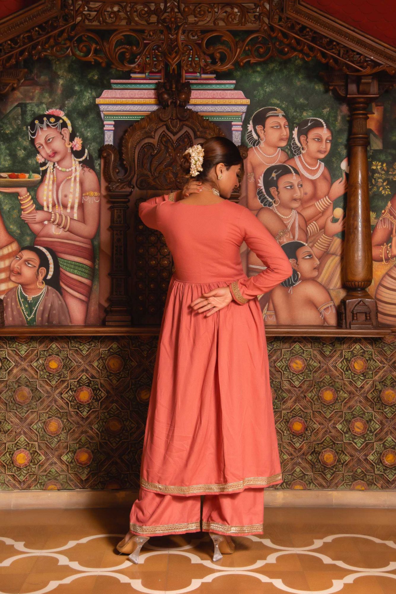 Saiba Rosegold Angular Gotapatti Suit Set