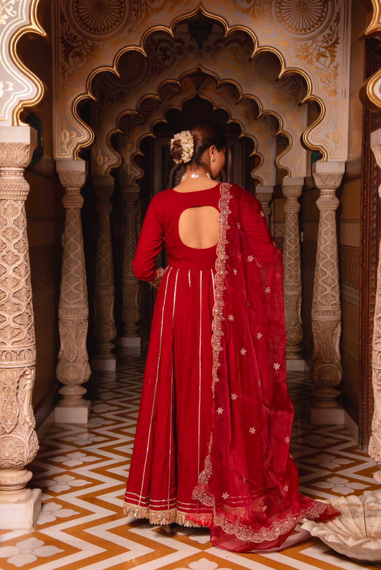 Mumtaz Maroon Gotapatti Anarkali Suit Set