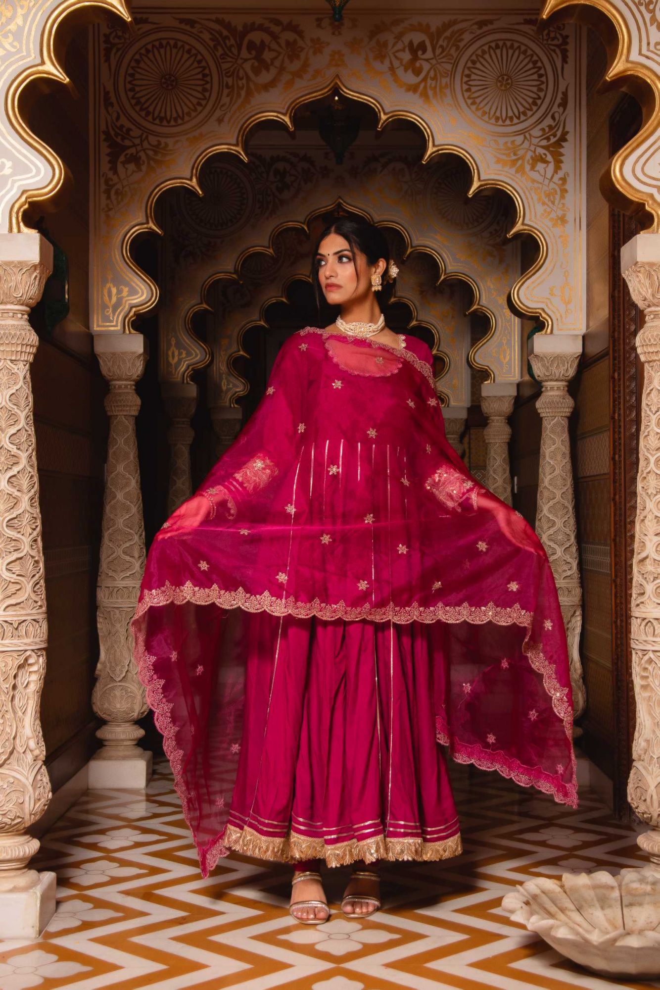 Mumtaz Violet Gotapatti Anarkali Suit Set