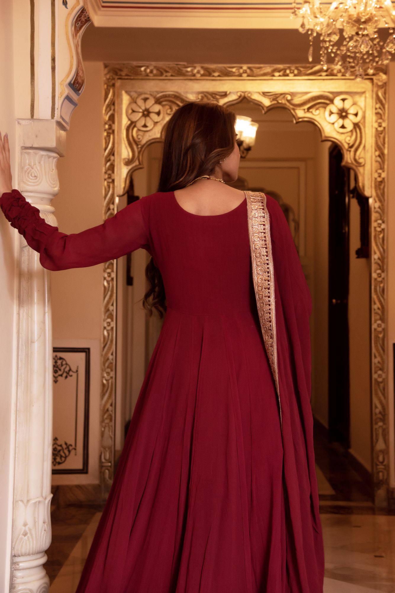 Serene Maroon Gotapatti Georgette Anarkali Suit Set