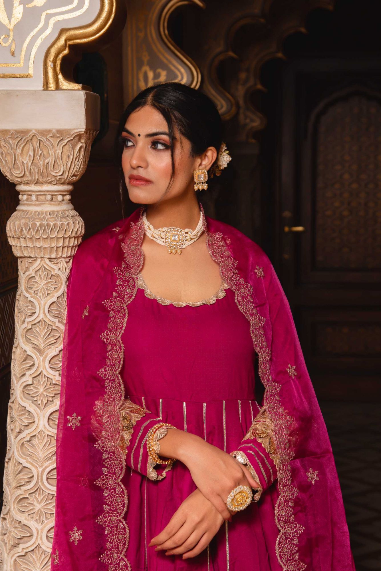 Mumtaz Violet Gotapatti Anarkali Suit Set