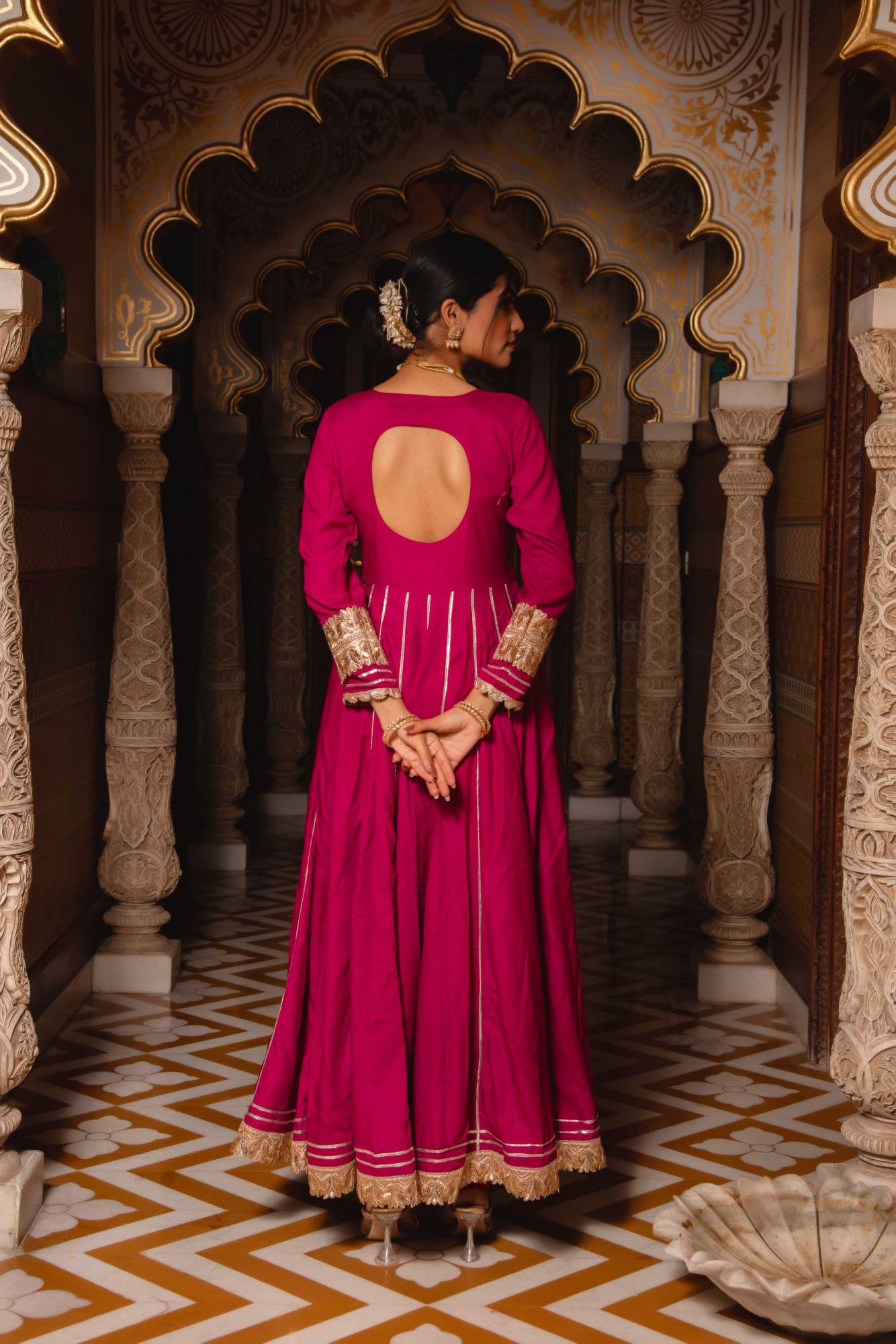 Mumtaz Violet Gotapatti Anarkali Suit Set