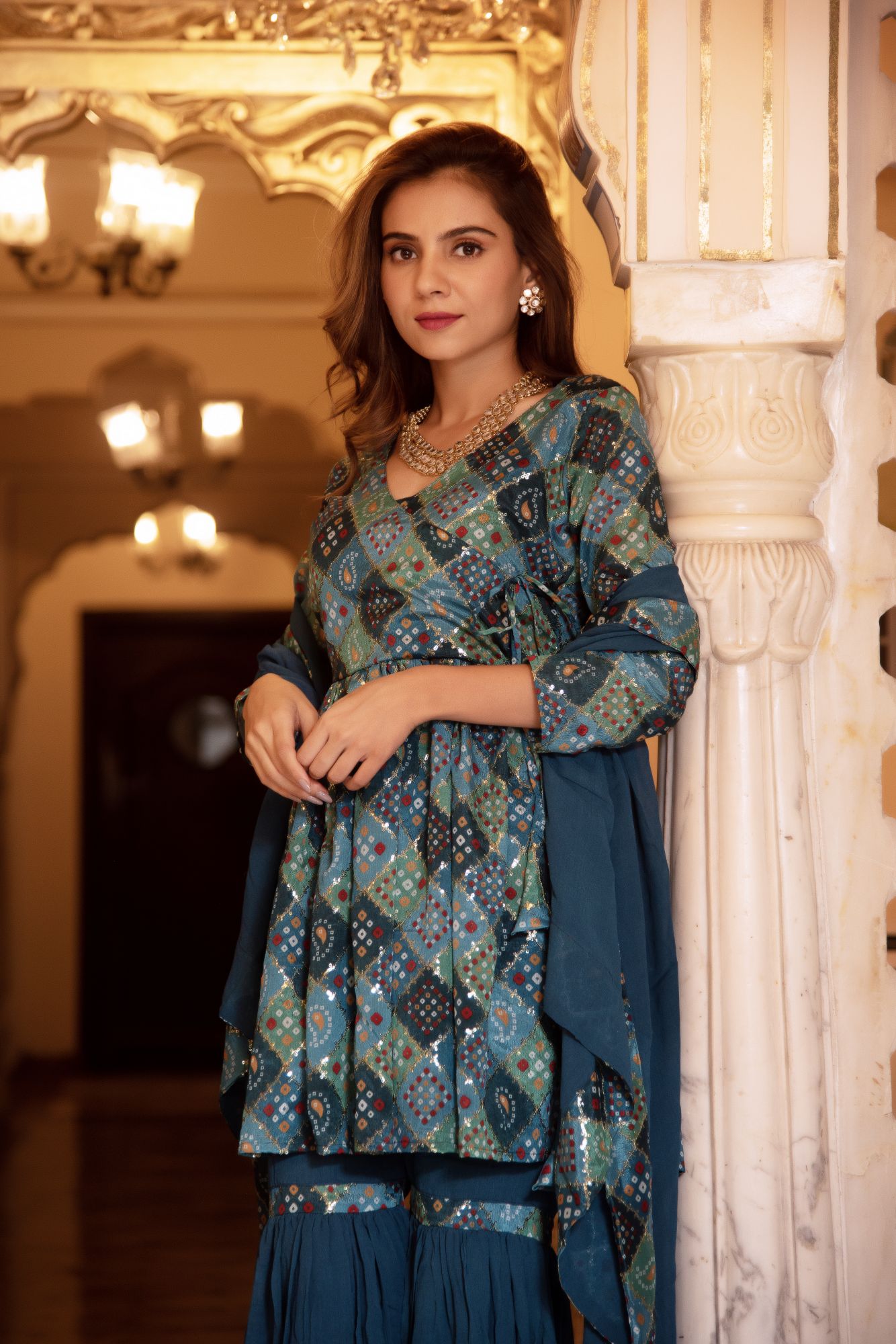 Naaz Sequin Blue Georgette Sharara Set