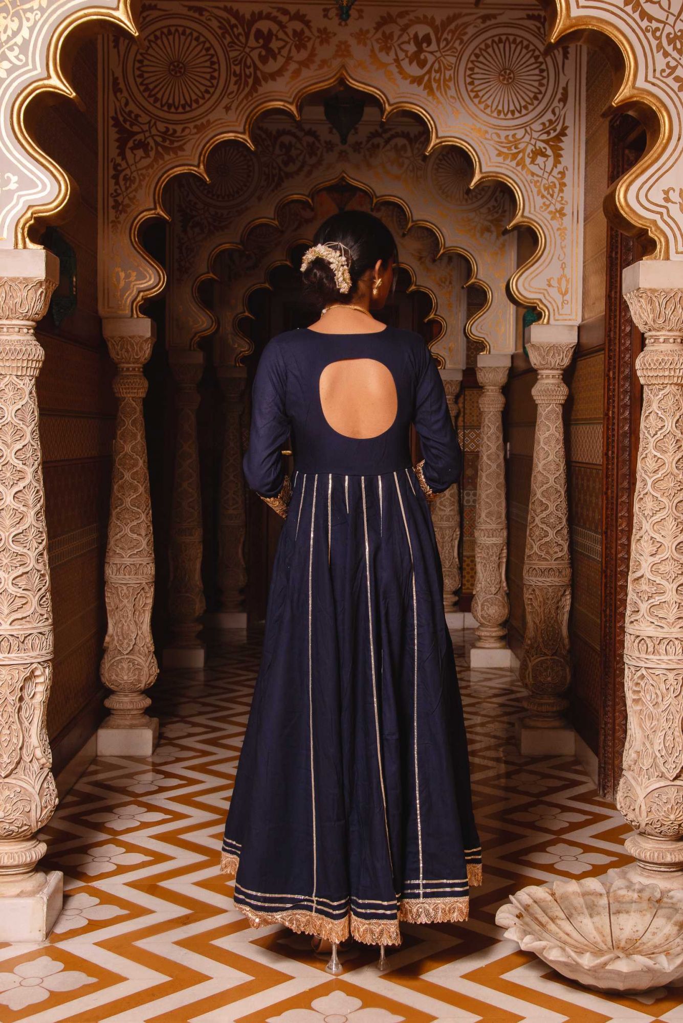 Mumtaz Navy-Blue Gotapatti Anarkali Suit Set