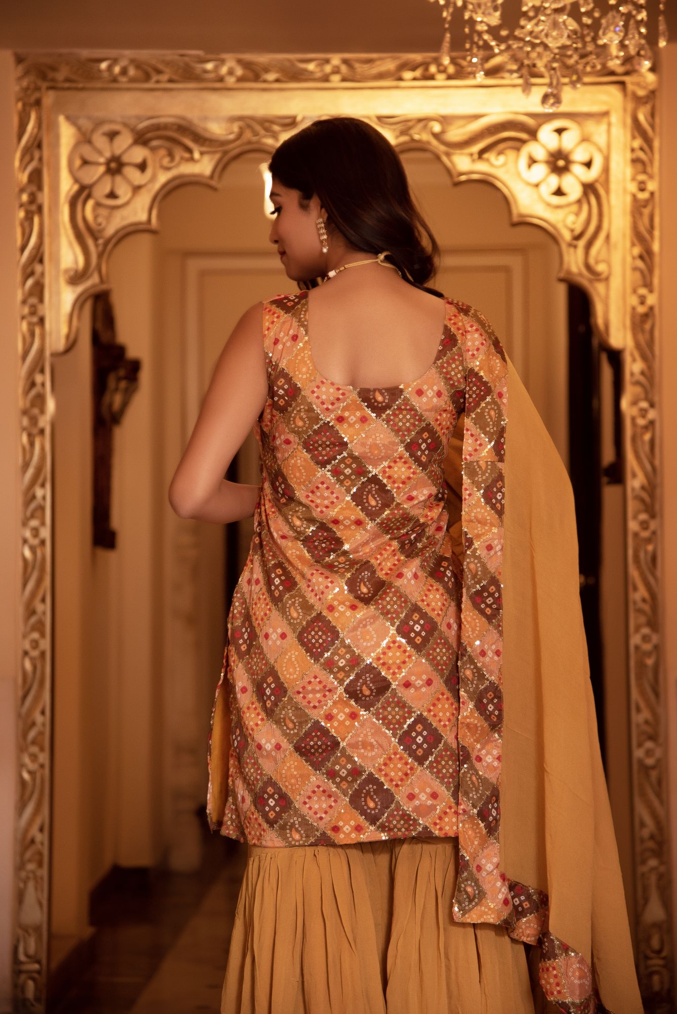 Naaz Sequin Mustard Georgette Sharara Set