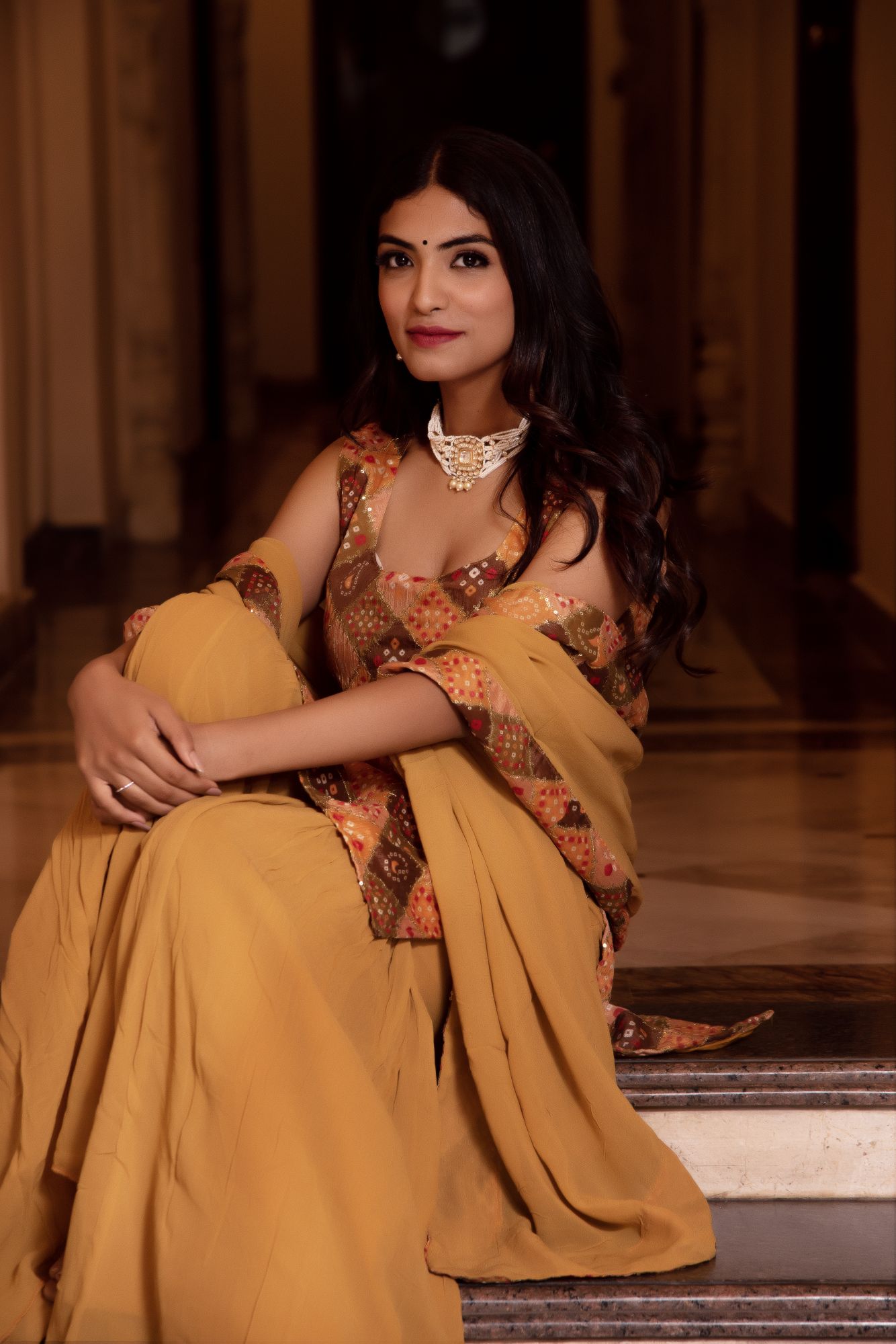 Naaz Sequin Mustard Georgette Sharara Set