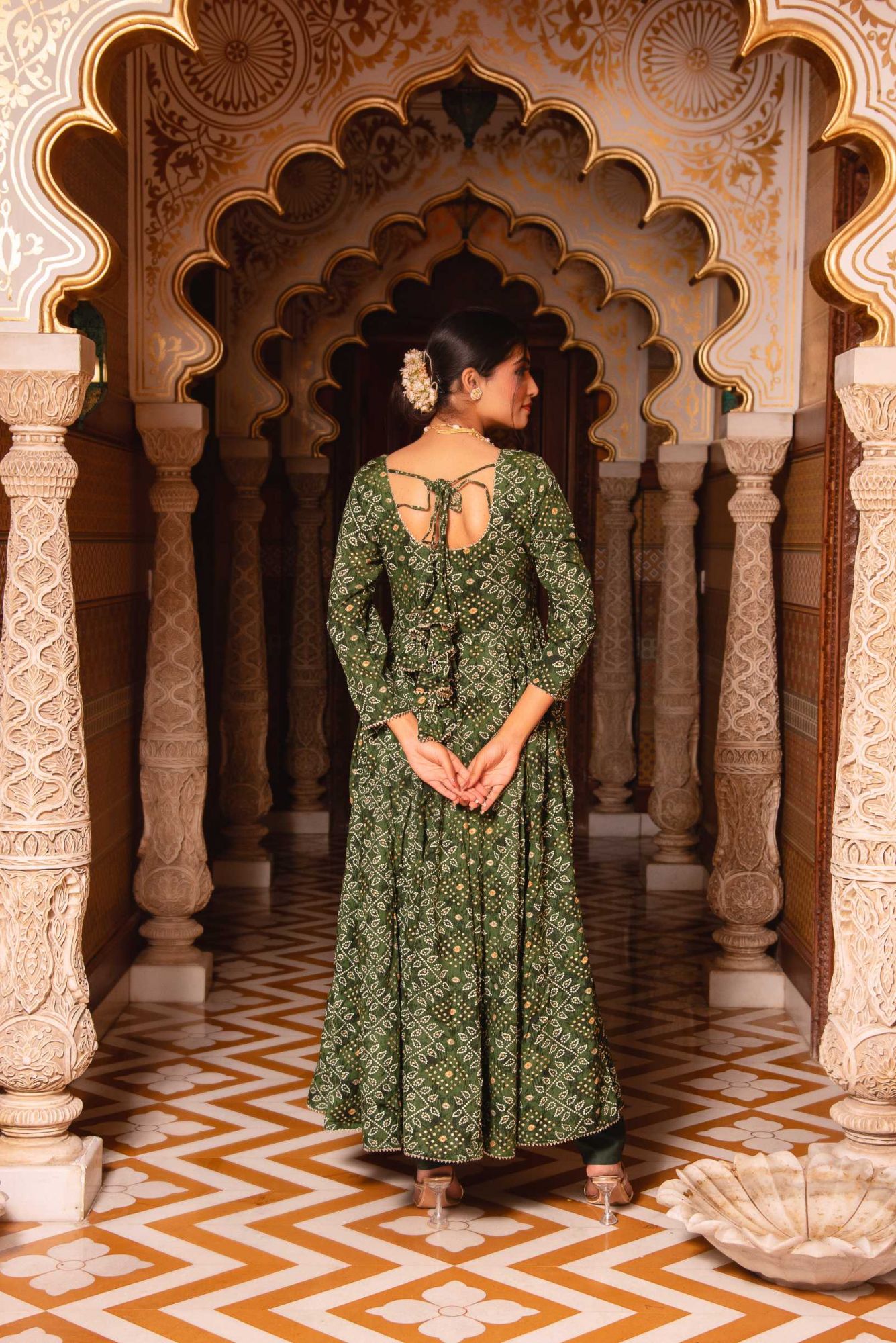 Imperial Green Gotaptti Anarkali Suit Set