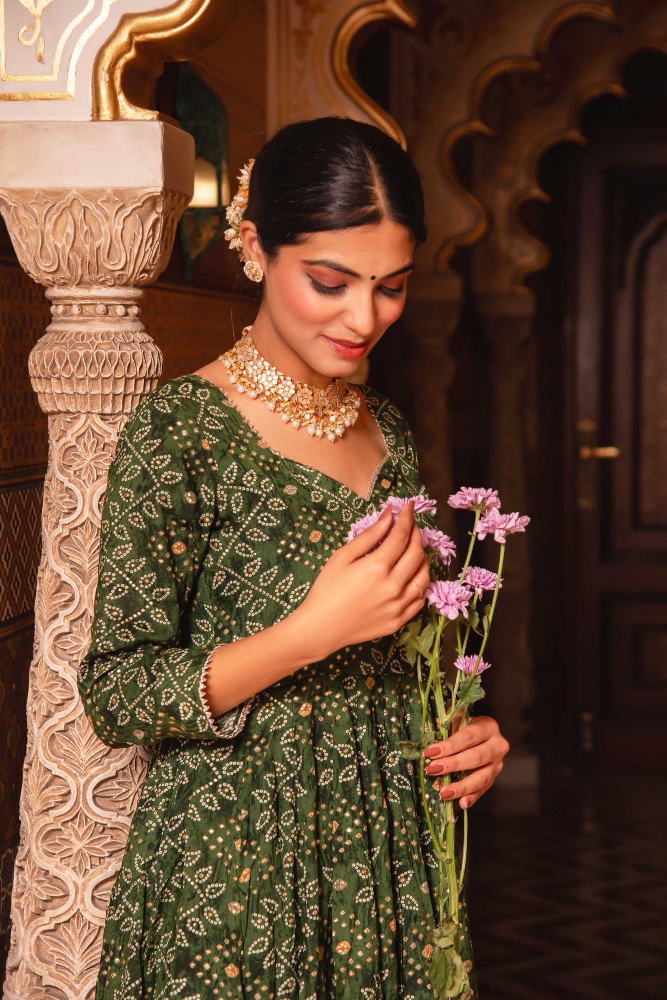 Imperial Green Gotaptti Anarkali Suit Set