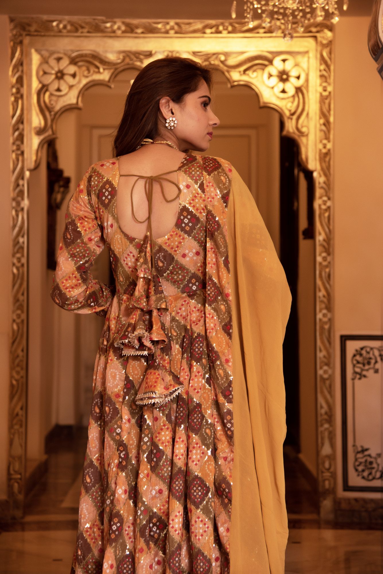 Naaz Sequin Mustard Anarkali Suit Set