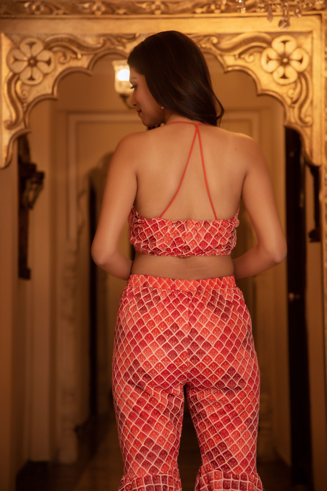 Orange Chikankari Coord Set