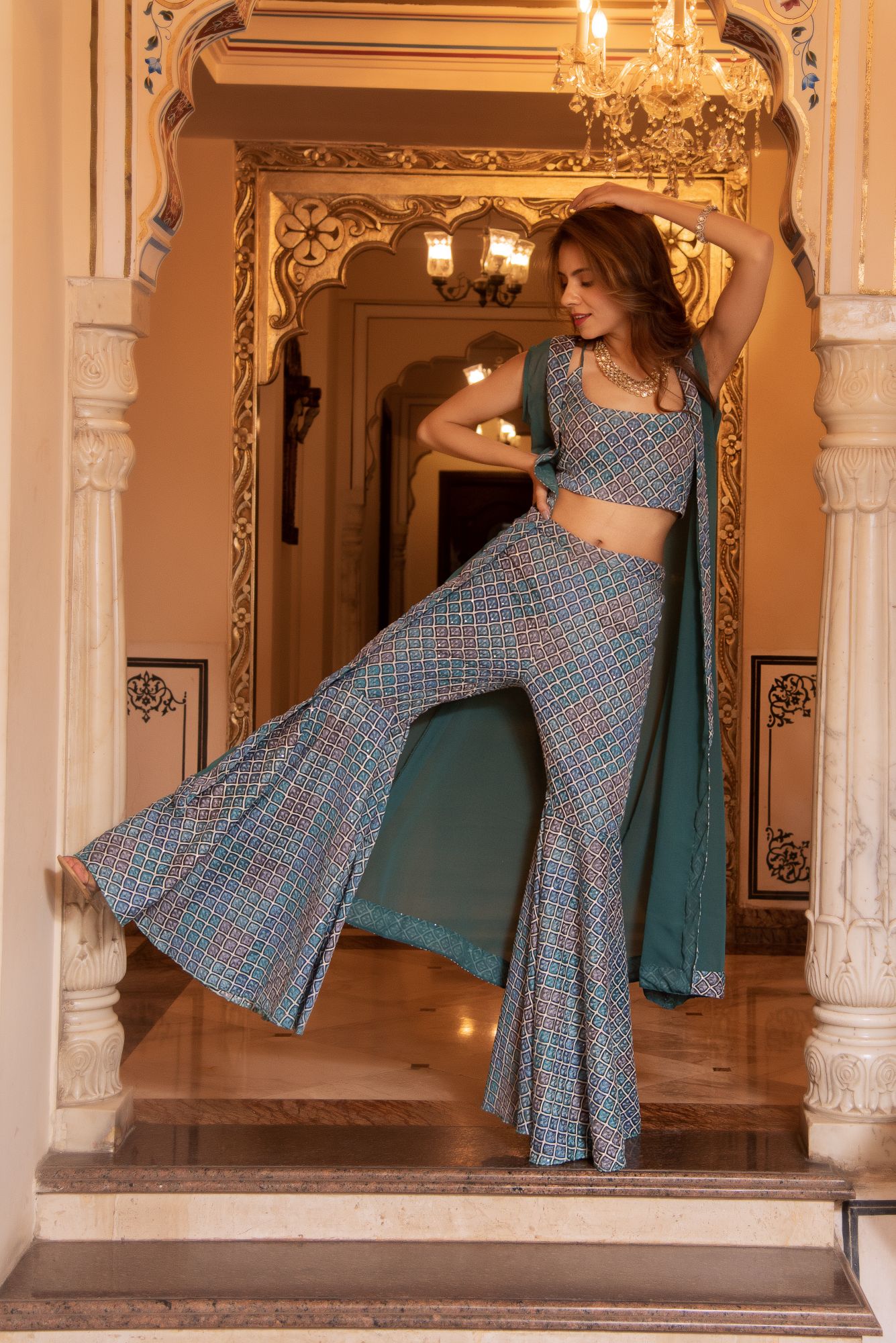 Blue and Grey Chikankari Coord Set