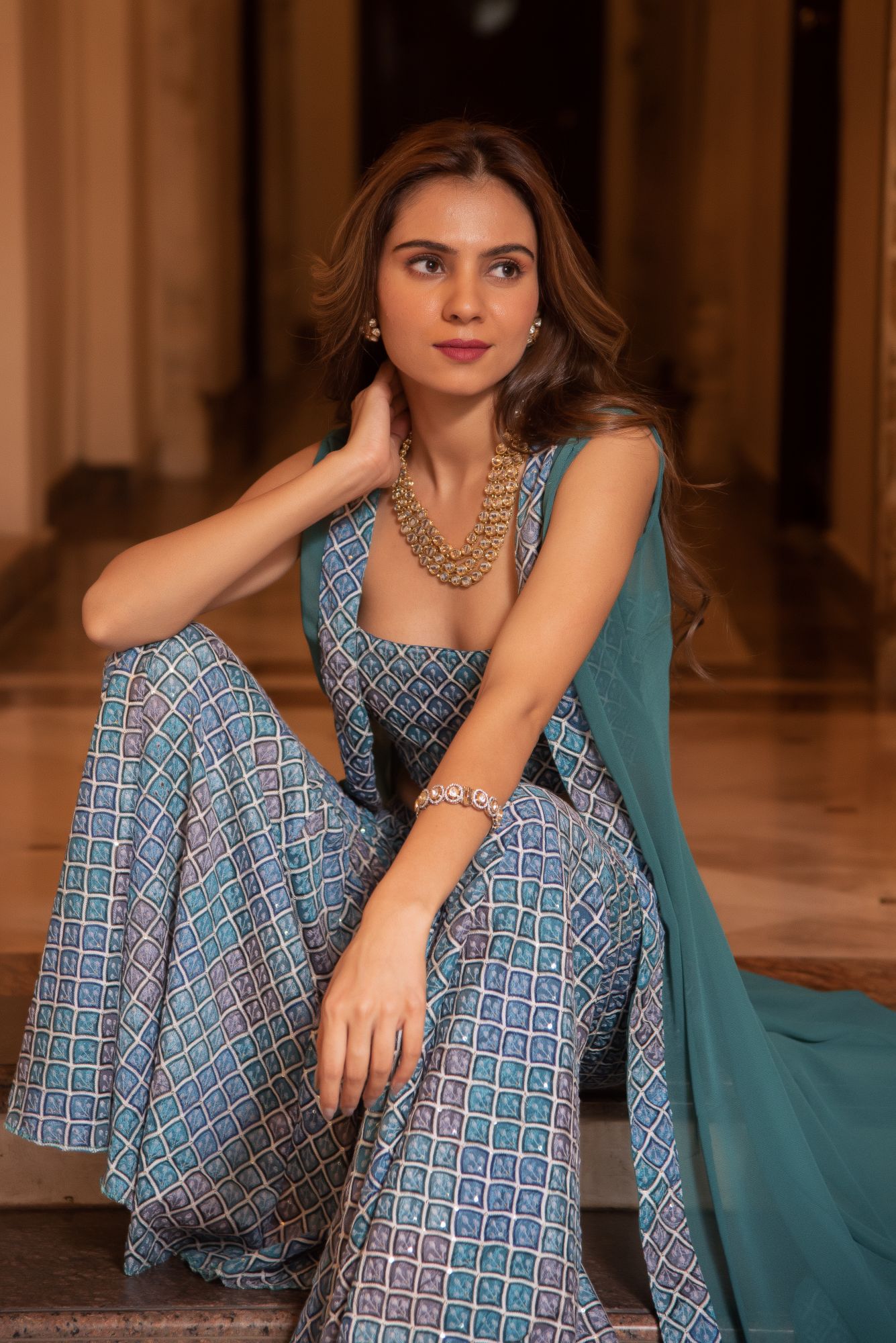 Blue and Grey Chikankari Coord Set